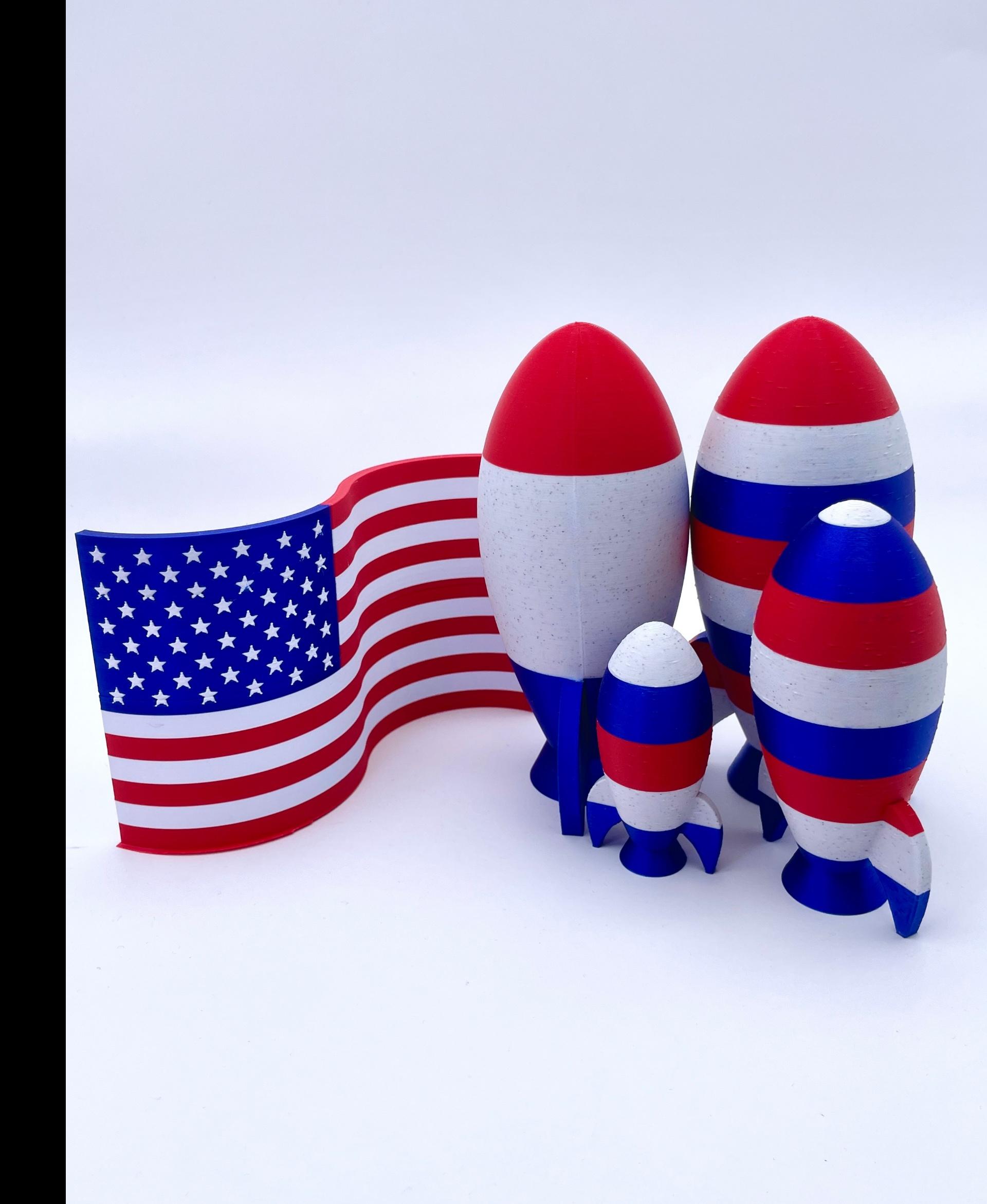 One Piece Rocket - Polymaker Wine Red, Silk Blue, Cool White and Marble White - 3d model