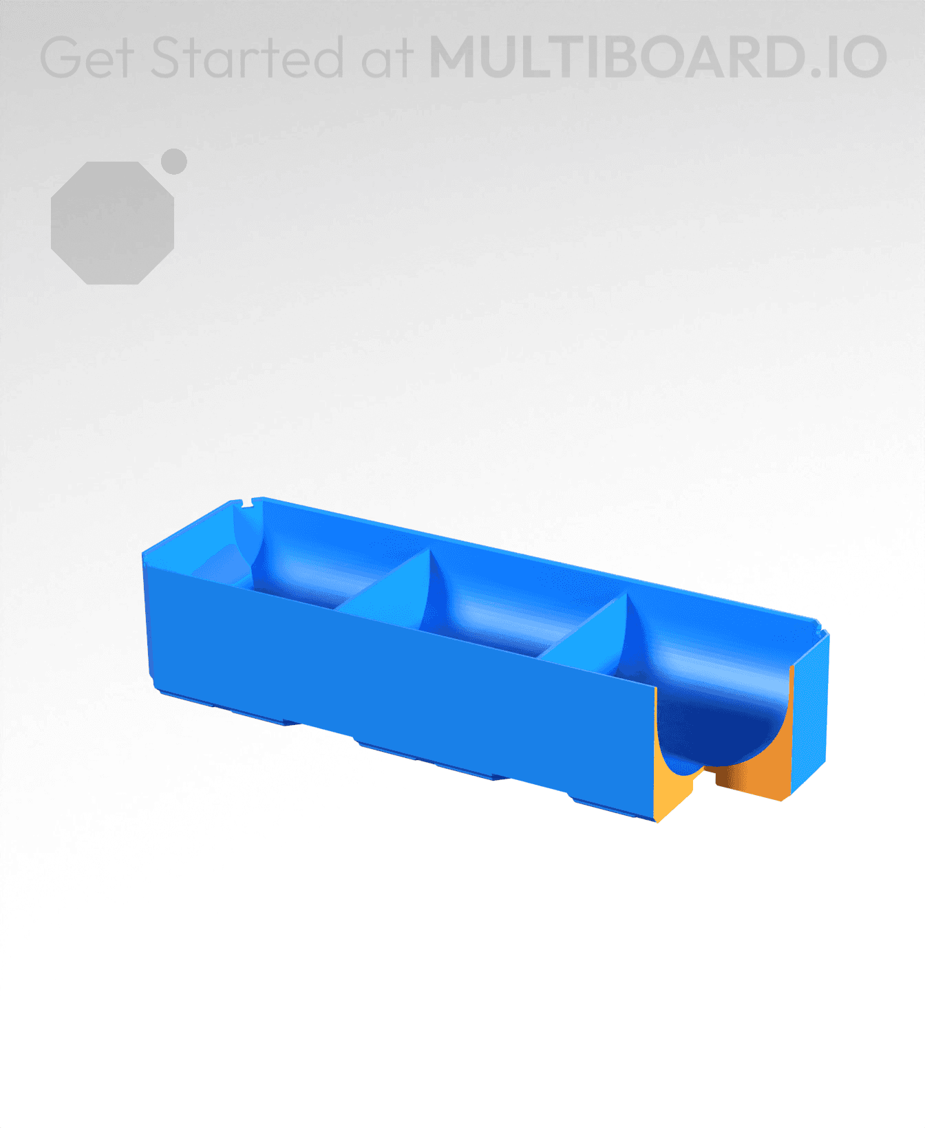 3x1x0.75 - Full Curved - Divided Bin - Multibin Insert 3d model