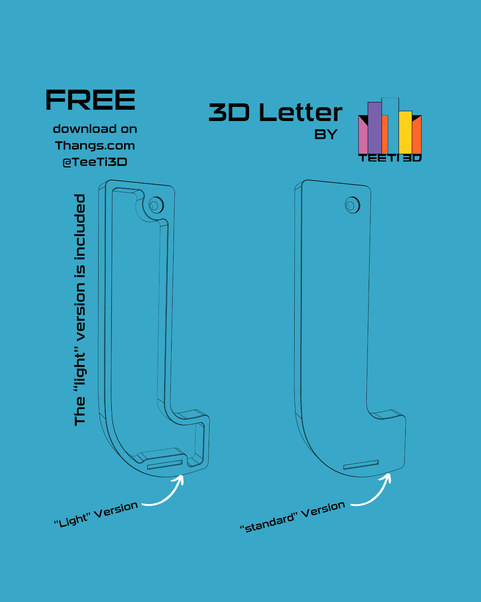 3D Letter J - by TeeTi3D 3d model
