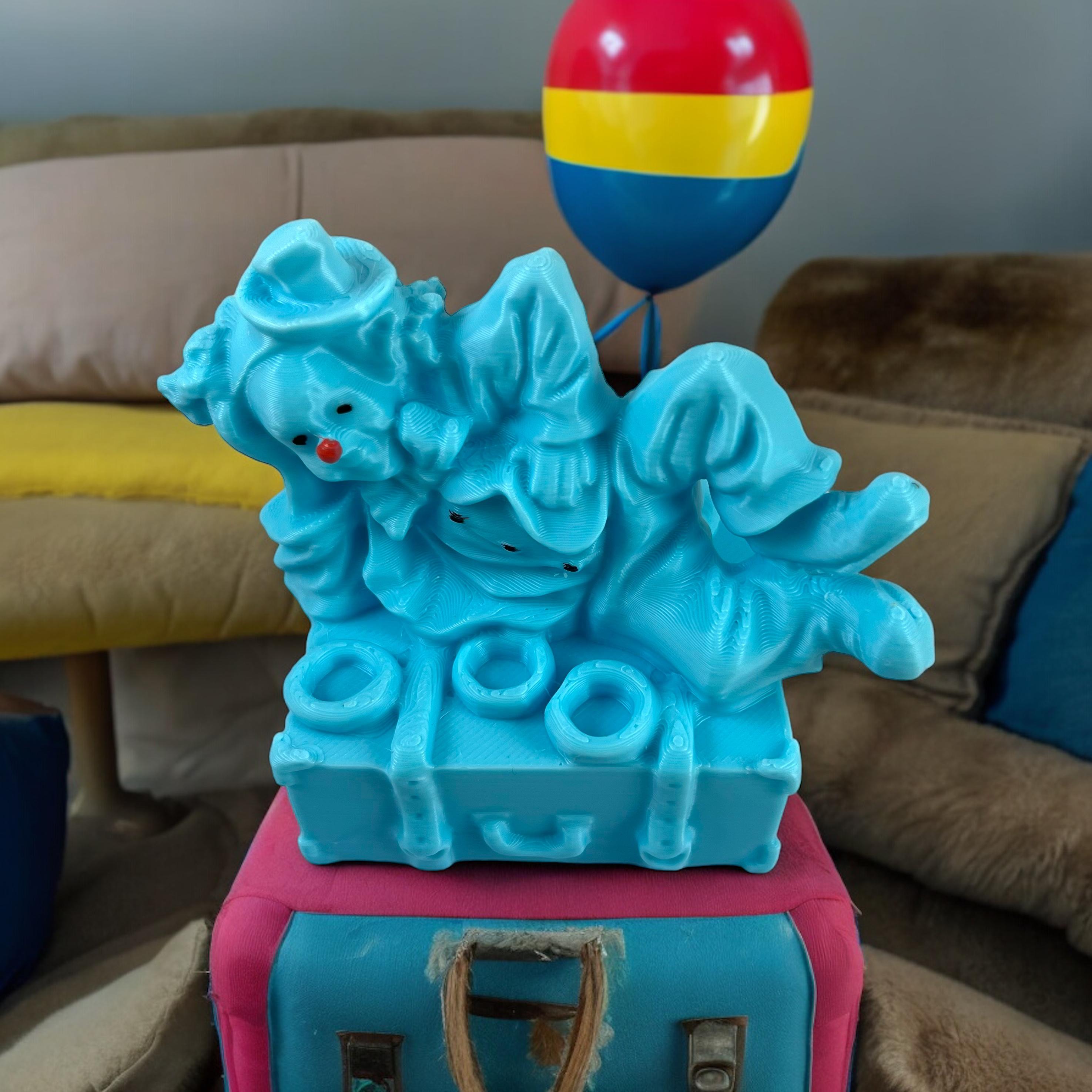 Clown lying on a suitcase 3d model