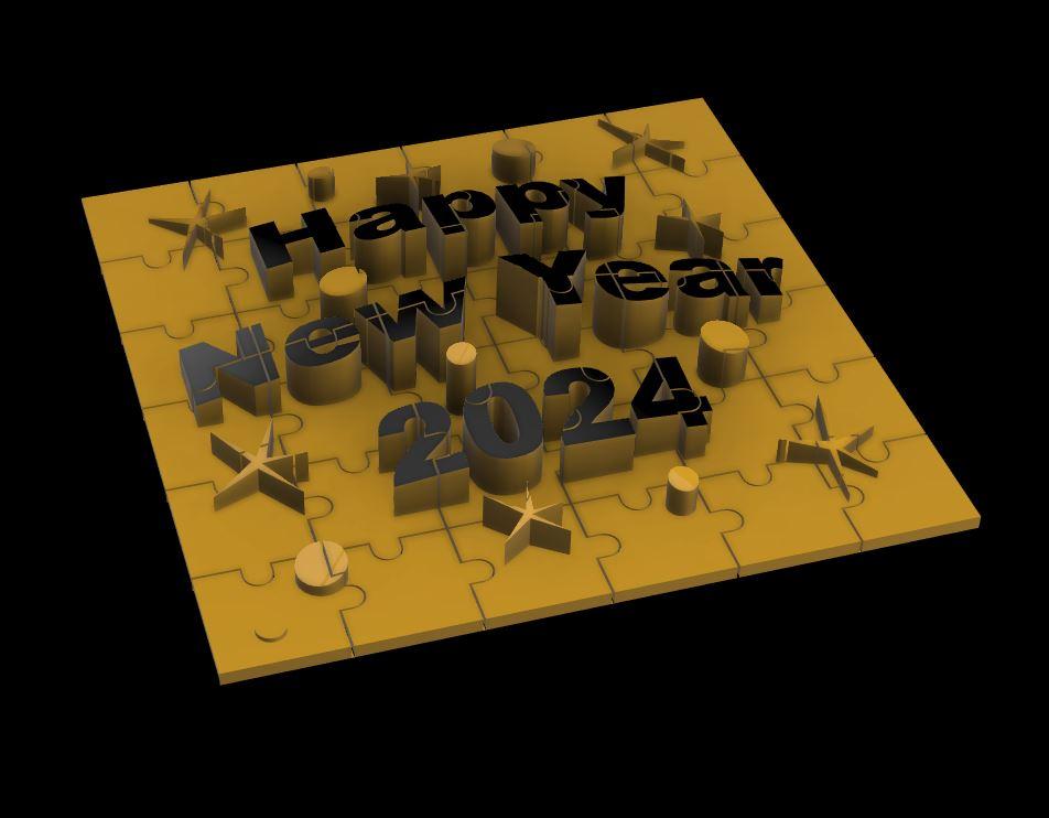 Happy New Year 2024 Puzzle 3d model