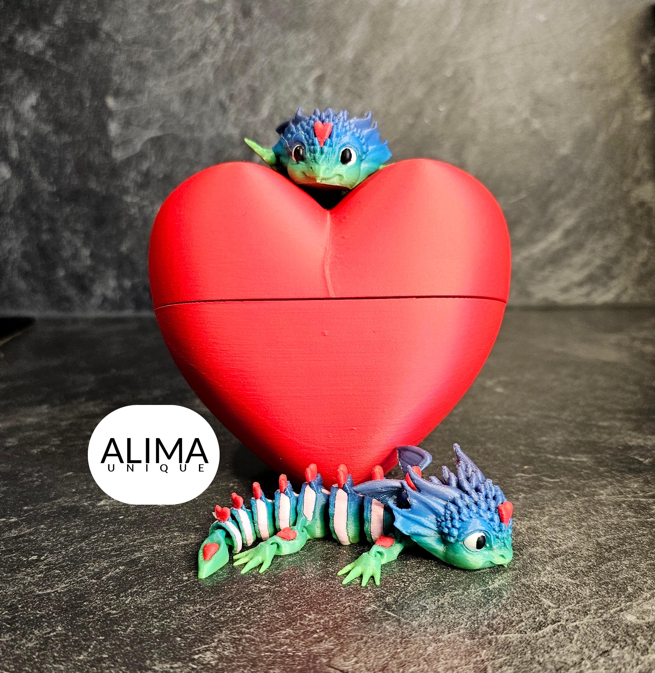  Love dragon in gift mode - including heart box 3d model
