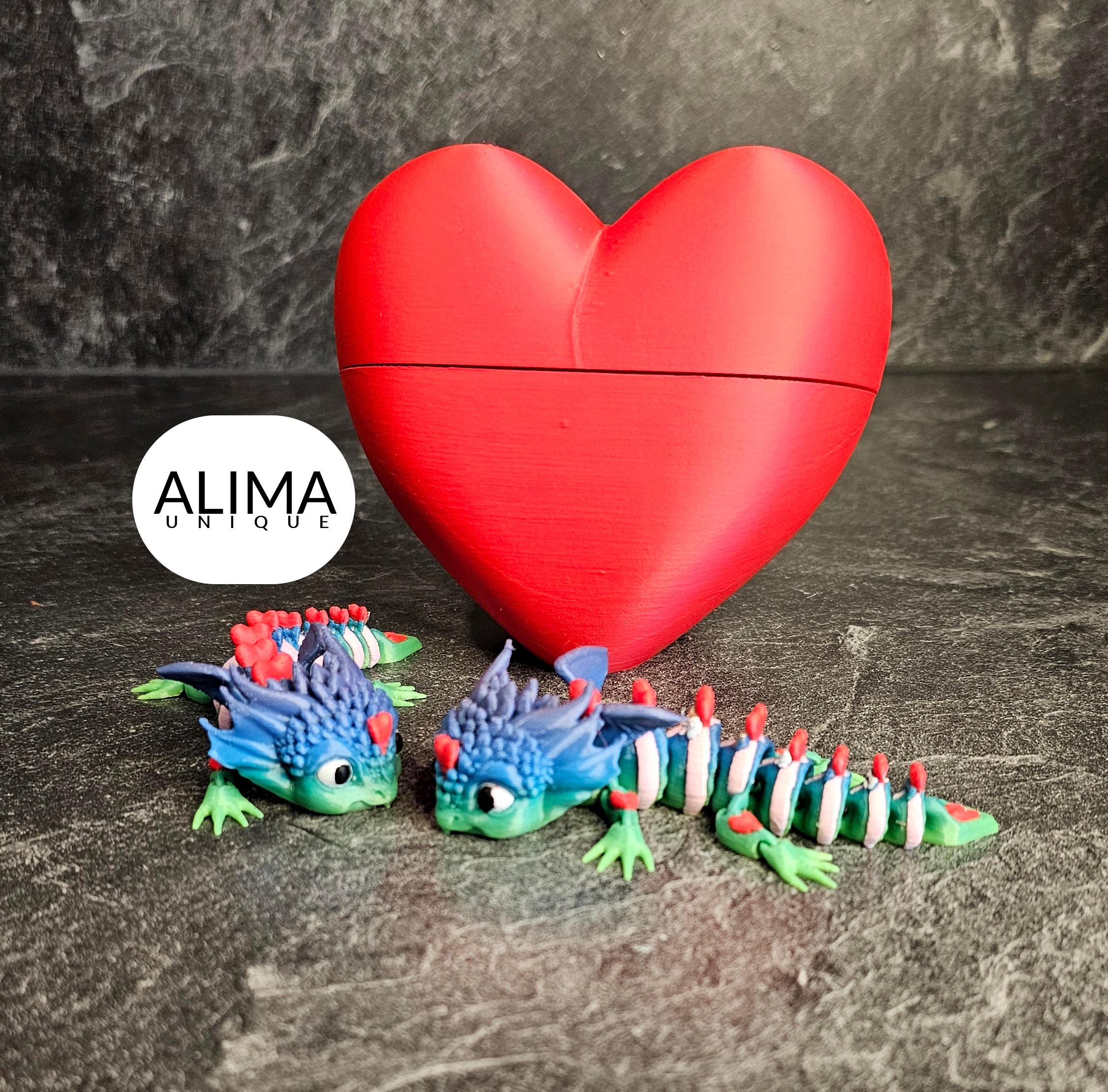  Love dragon in gift mode - including heart box 3d model