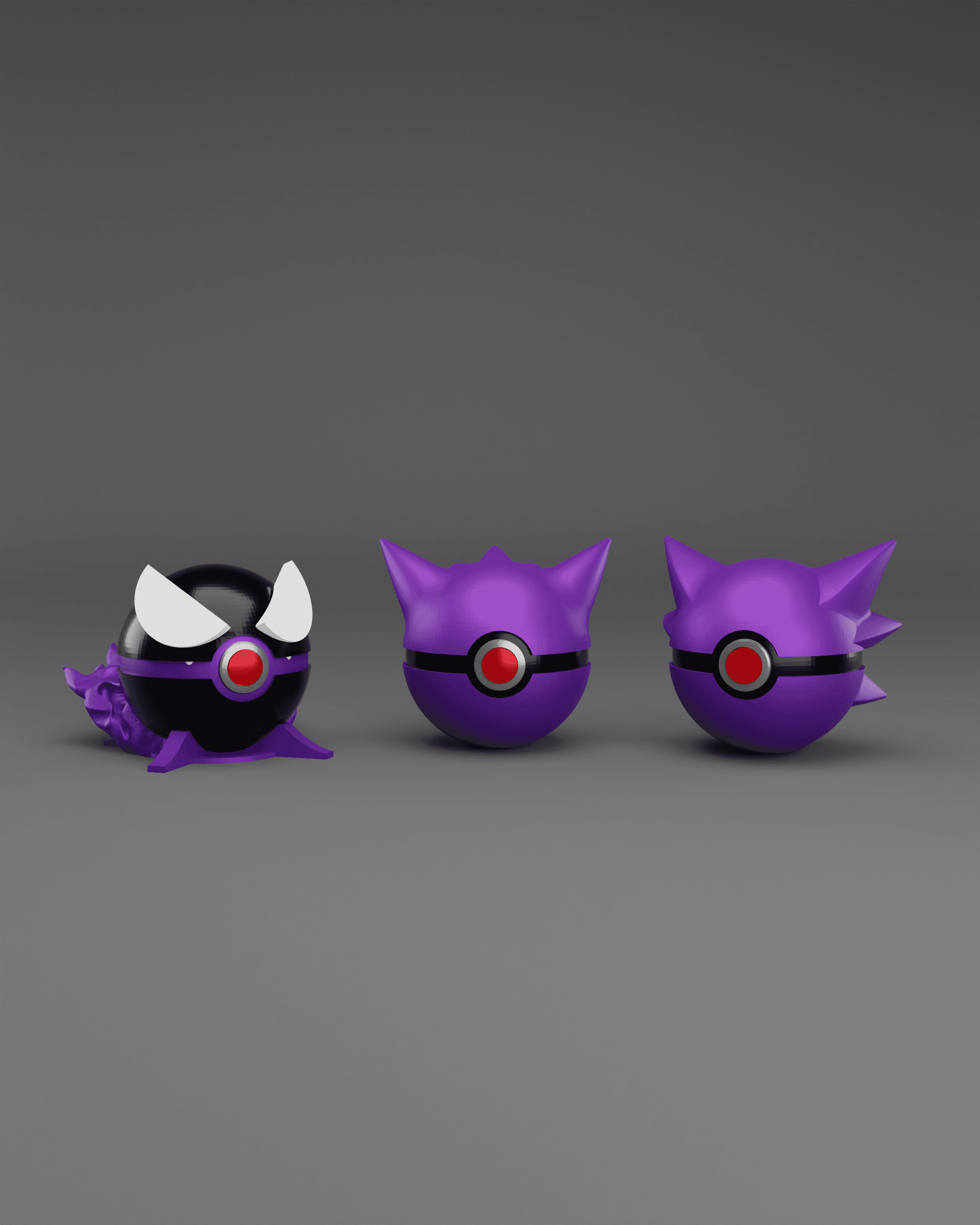 Original Ghost Trio Evolution Themed Pokeballs  3d model