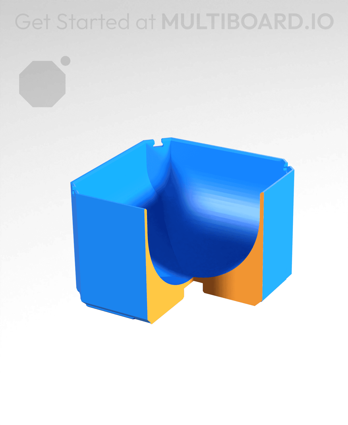 1x1x0.75 - Full Curved Bin - Multibin Insert 3d model