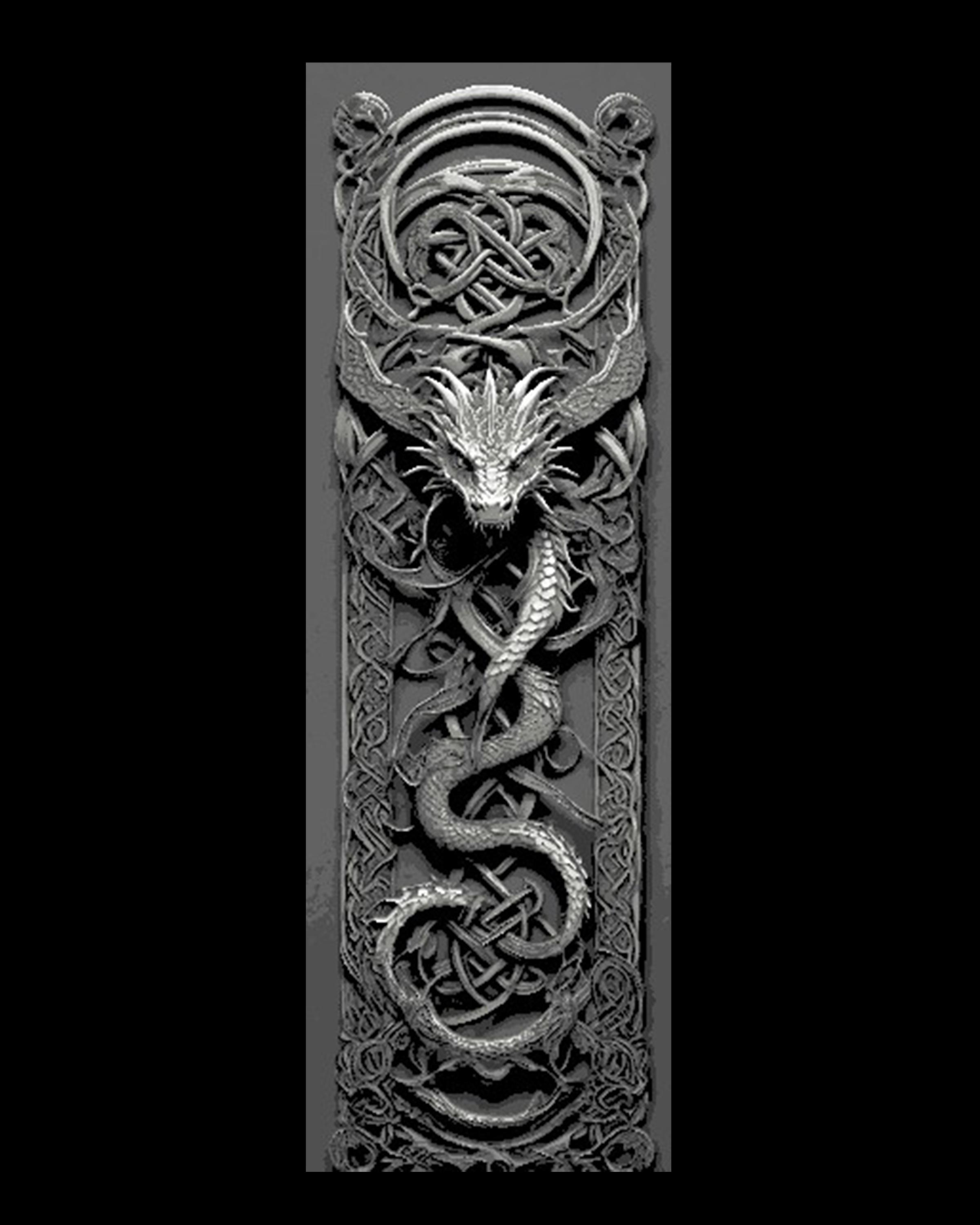 Celtic Knot Carvings depicting Dragons Guarding the way - Set of Bookmarks 3d model