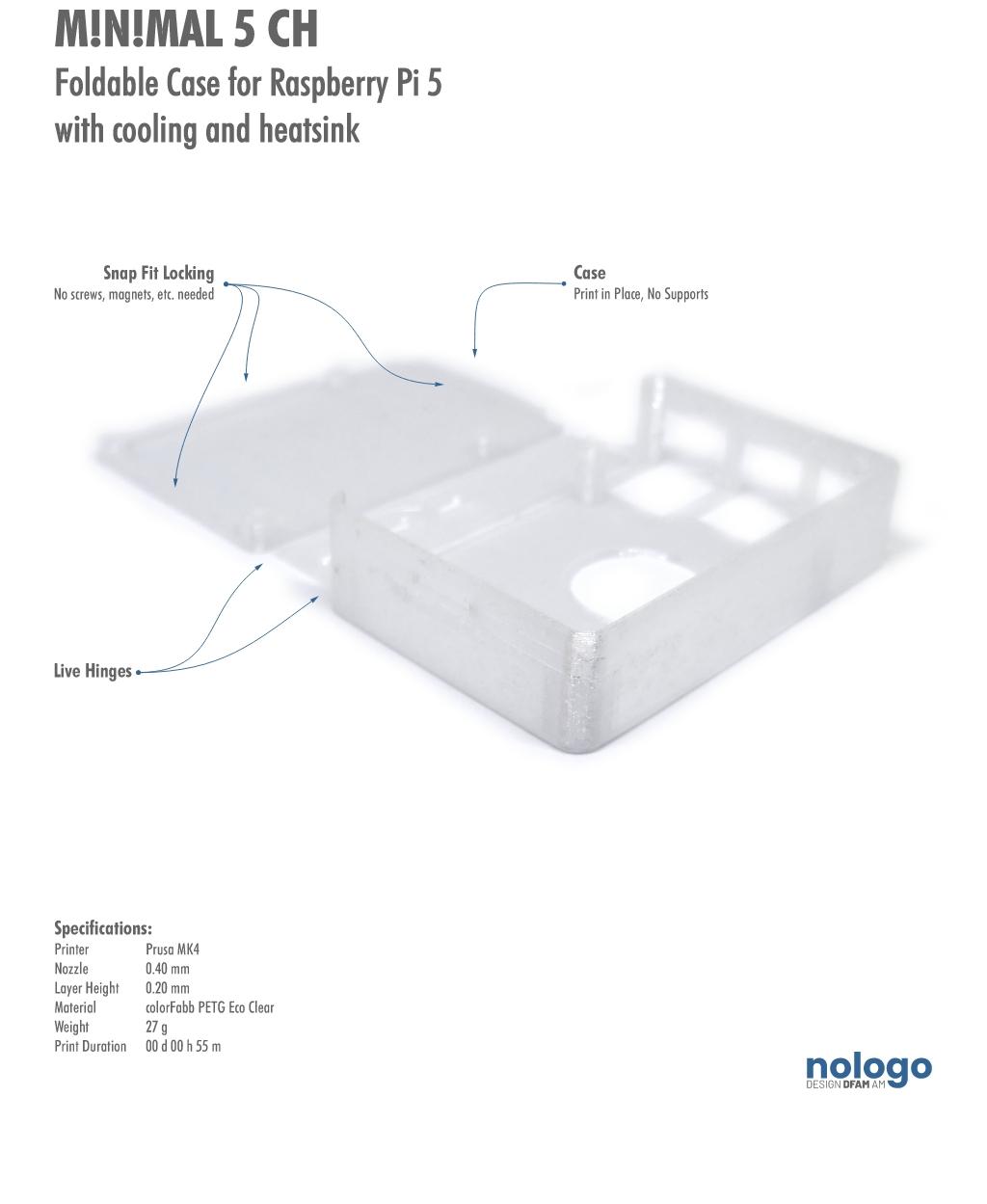 M!N!MAL 5 CH - Raspberry Pi 5 Case 3d model