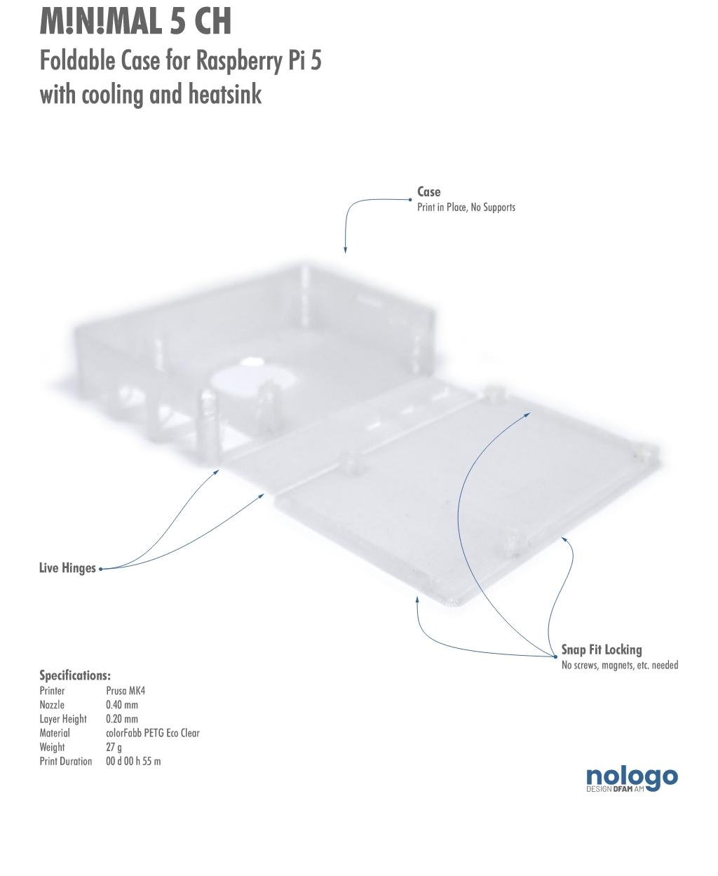 M!N!MAL 5 CH - Raspberry Pi 5 Case 3d model