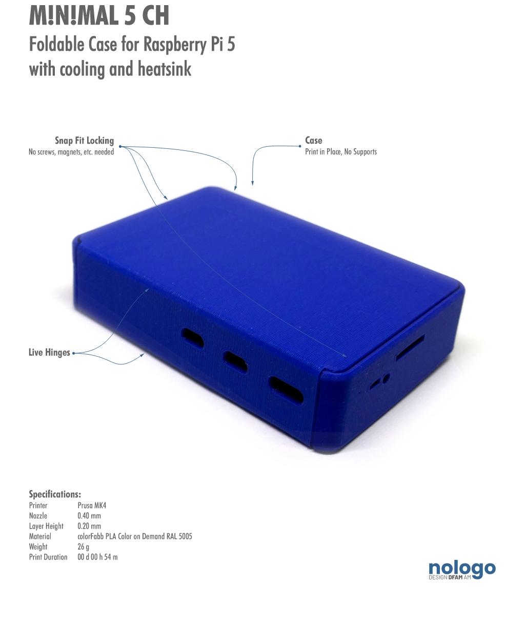 M!N!MAL 5 CH - Raspberry Pi 5 Case 3d model