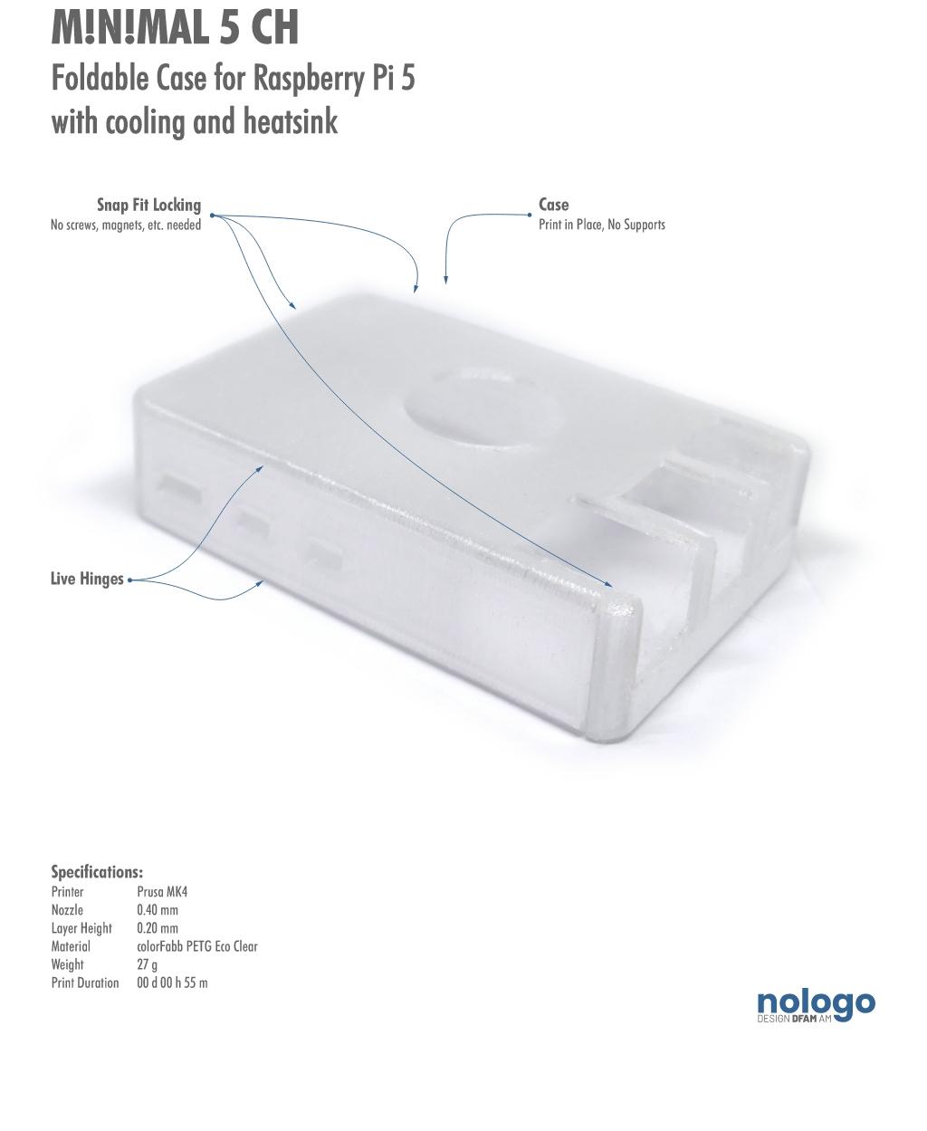 M!N!MAL 5 CH - Raspberry Pi 5 Case 3d model