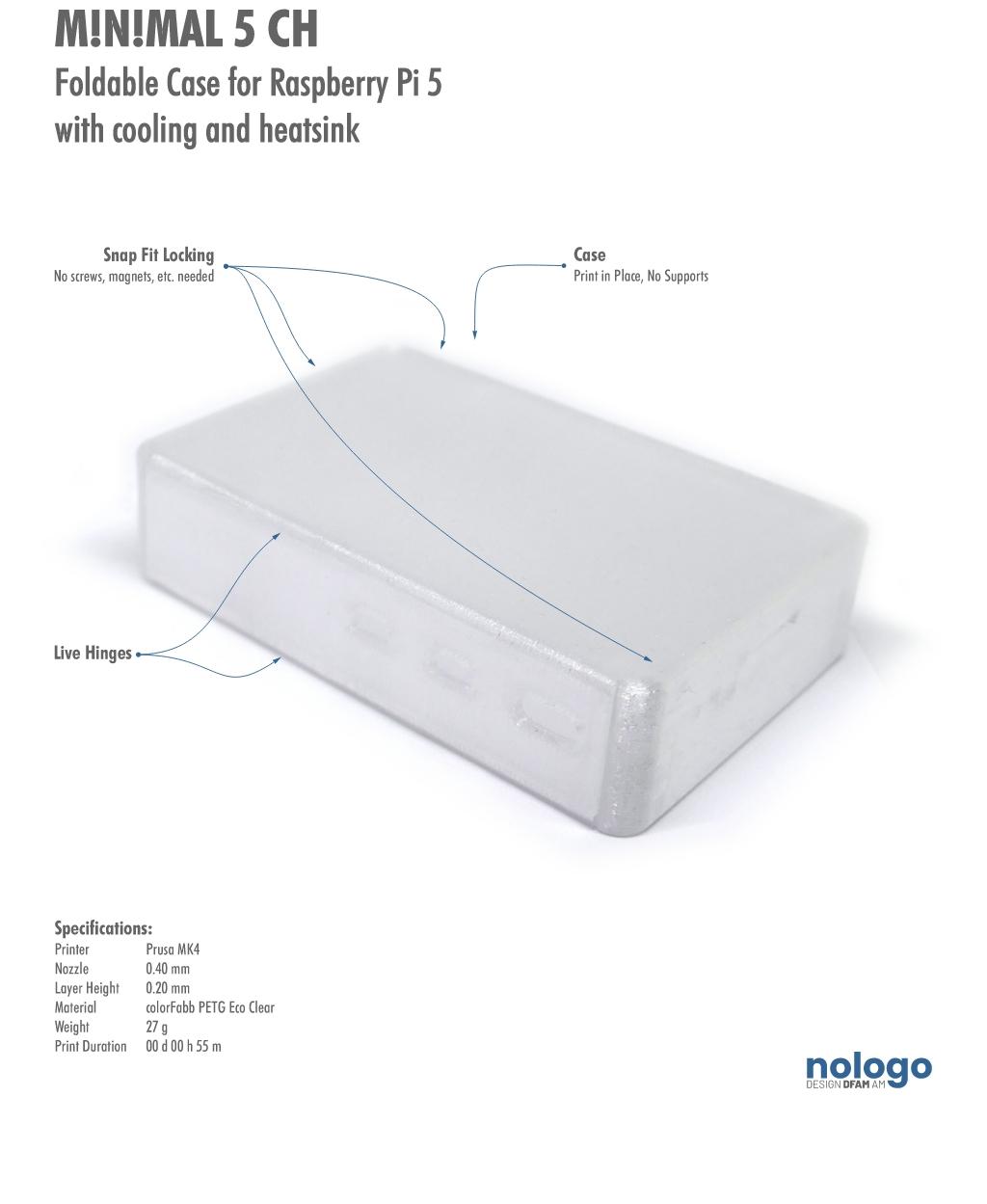 M!N!MAL 5 CH - Raspberry Pi 5 Case 3d model