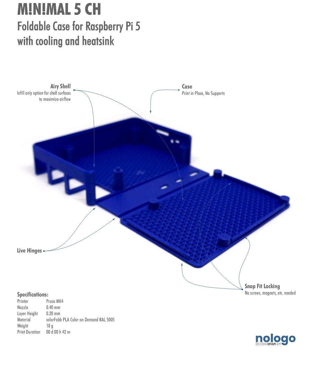 M!N!MAL 5 CH - Raspberry Pi 5 Case 3d model