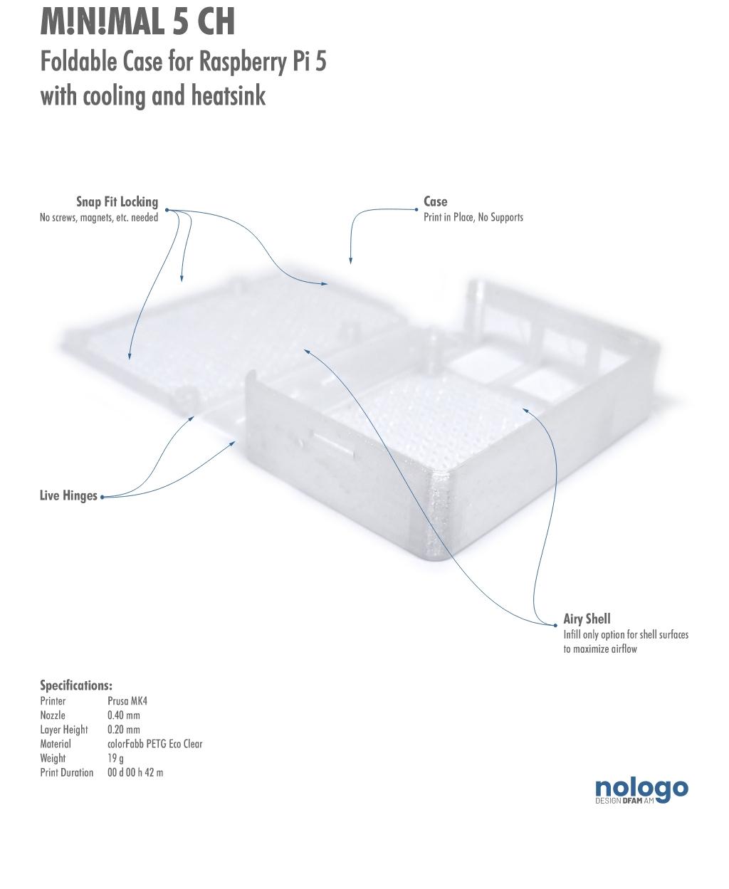 M!N!MAL 5 CH - Raspberry Pi 5 Case 3d model