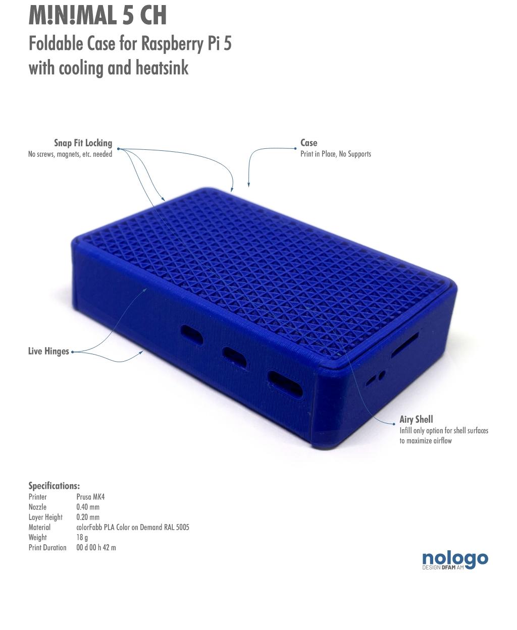 M!N!MAL 5 CH - Raspberry Pi 5 Case 3d model