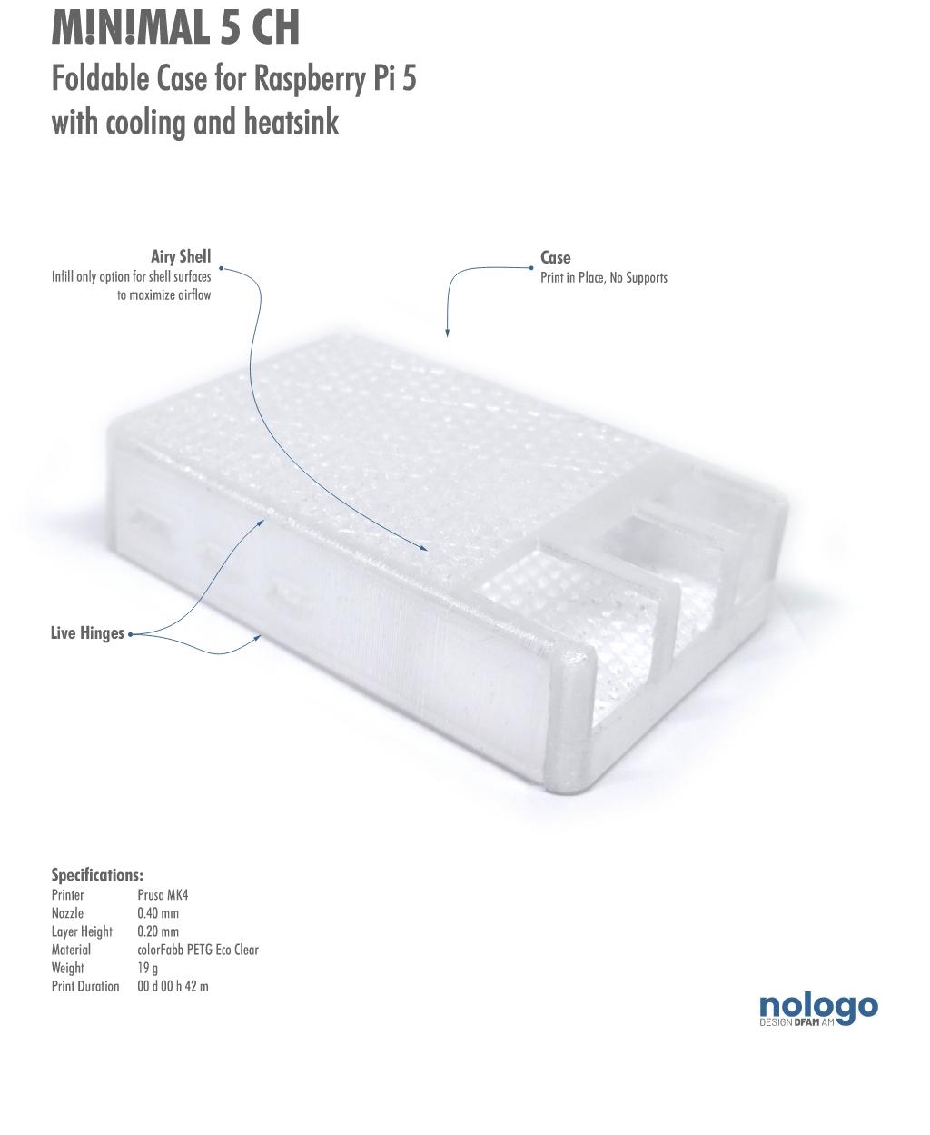 M!N!MAL 5 CH - Raspberry Pi 5 Case 3d model