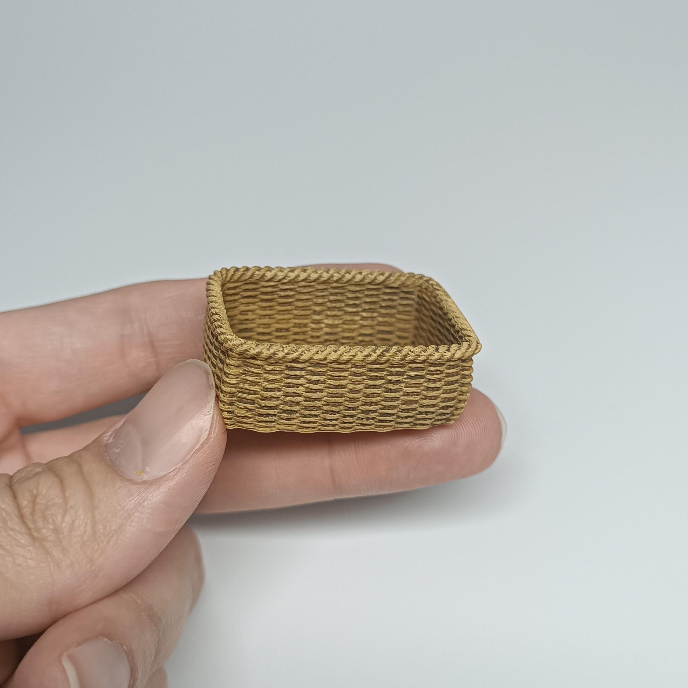 1/12 Scale Wicker Basket STL Set (Set of 5 Miniature Basket) for Dollhouses and Miniature Projects   3d model