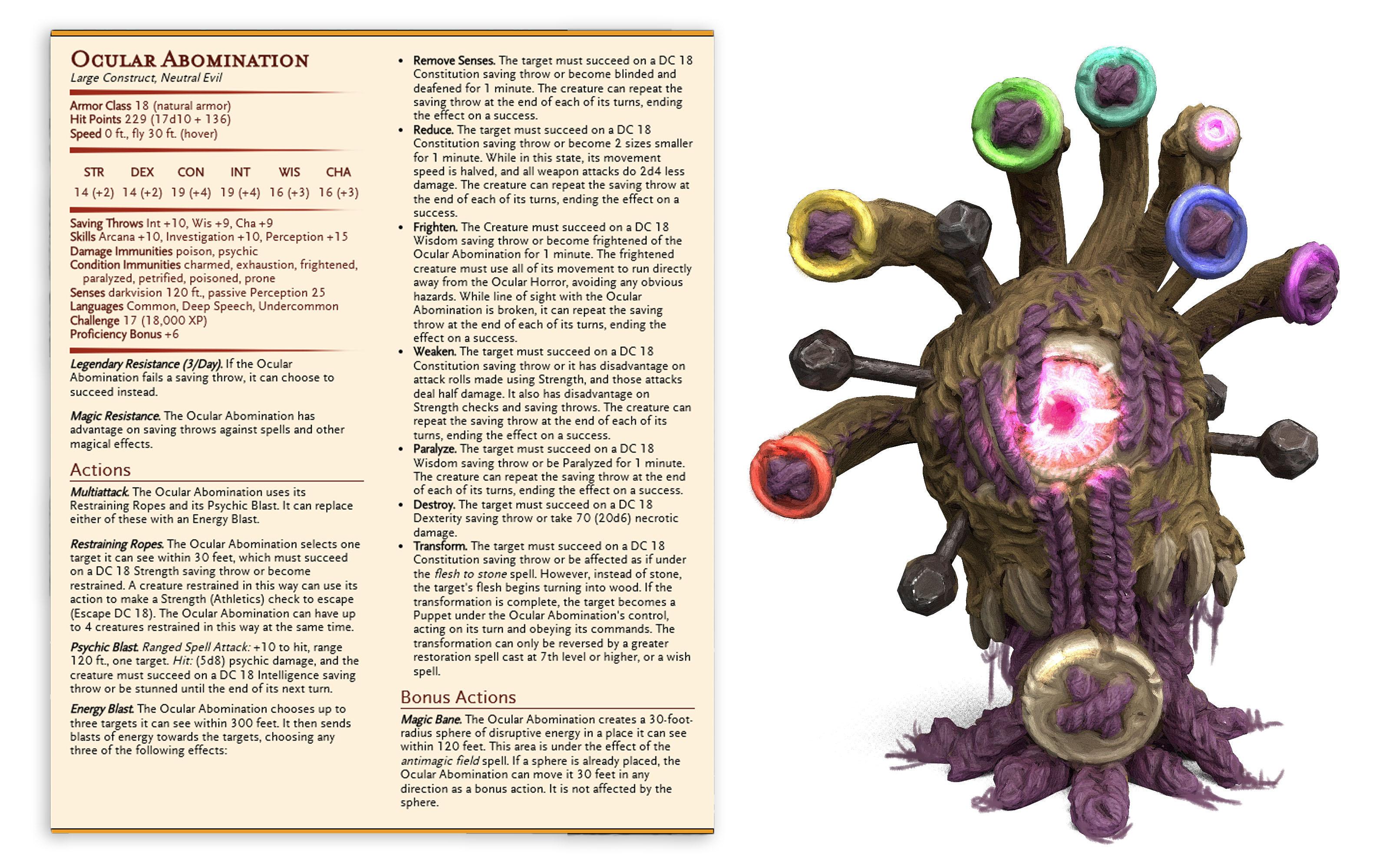 Ocular Abomination - Puppet masters apprentice - PRESUPPORTED - Illustrated and Stats - 32mm scale		 3d model