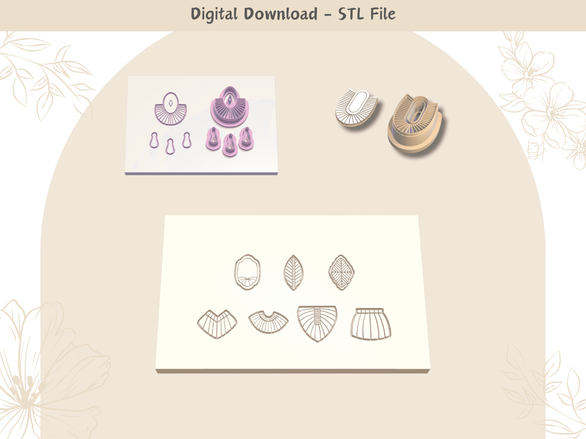 16 Tribal Style Earrings Clay Cutter Bundle Digital STL File for Polymer Clay | 95 Clay Cutters 3d model