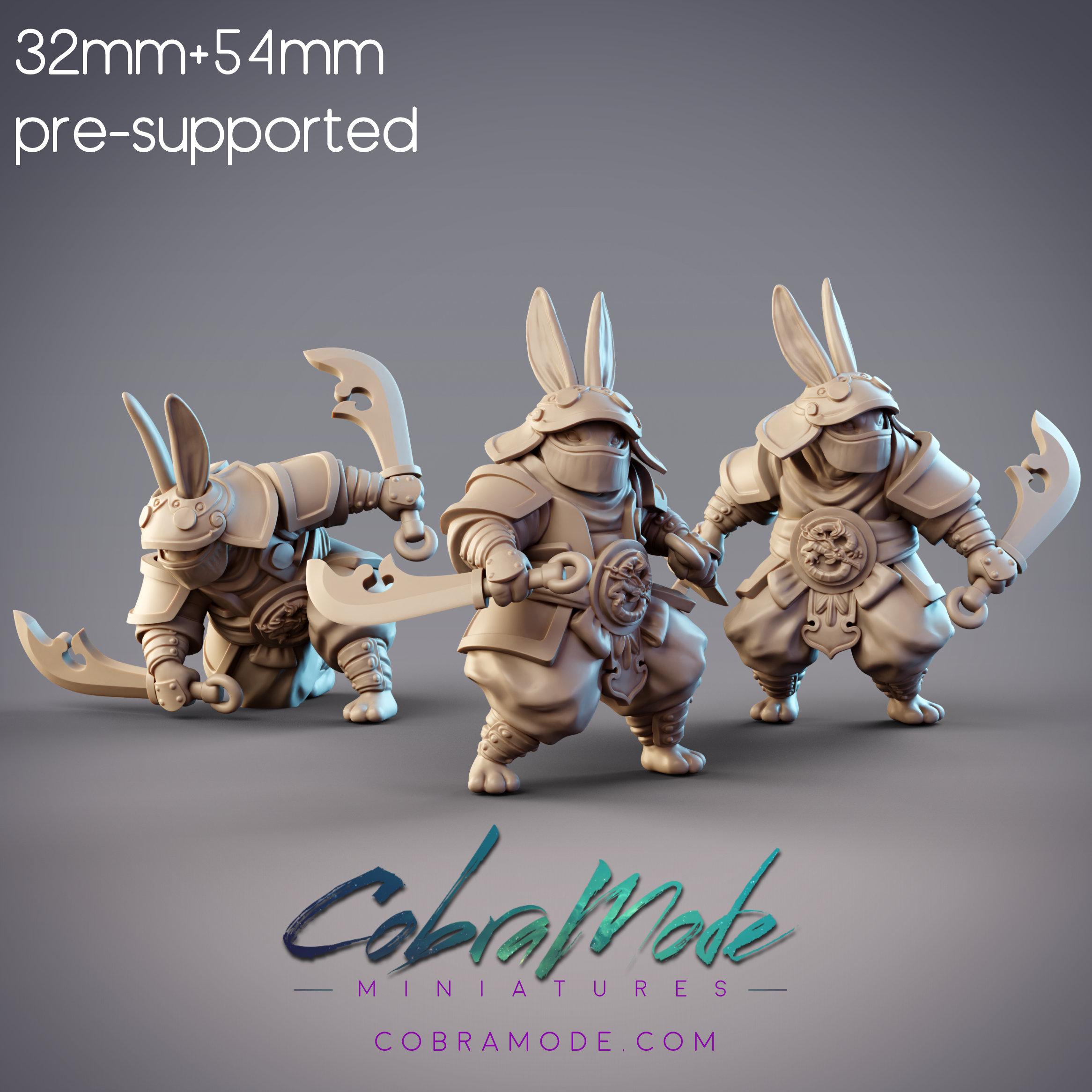 Rabbitfolk Warriors - Guanghan Assassins 3-Pack (Pre-Supported) 3d model