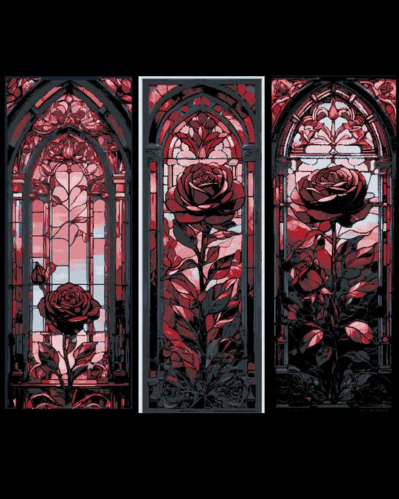 Blood Red Rose Frozen in a Stained Glass Window - Set of 3 Bookmarks 3d model