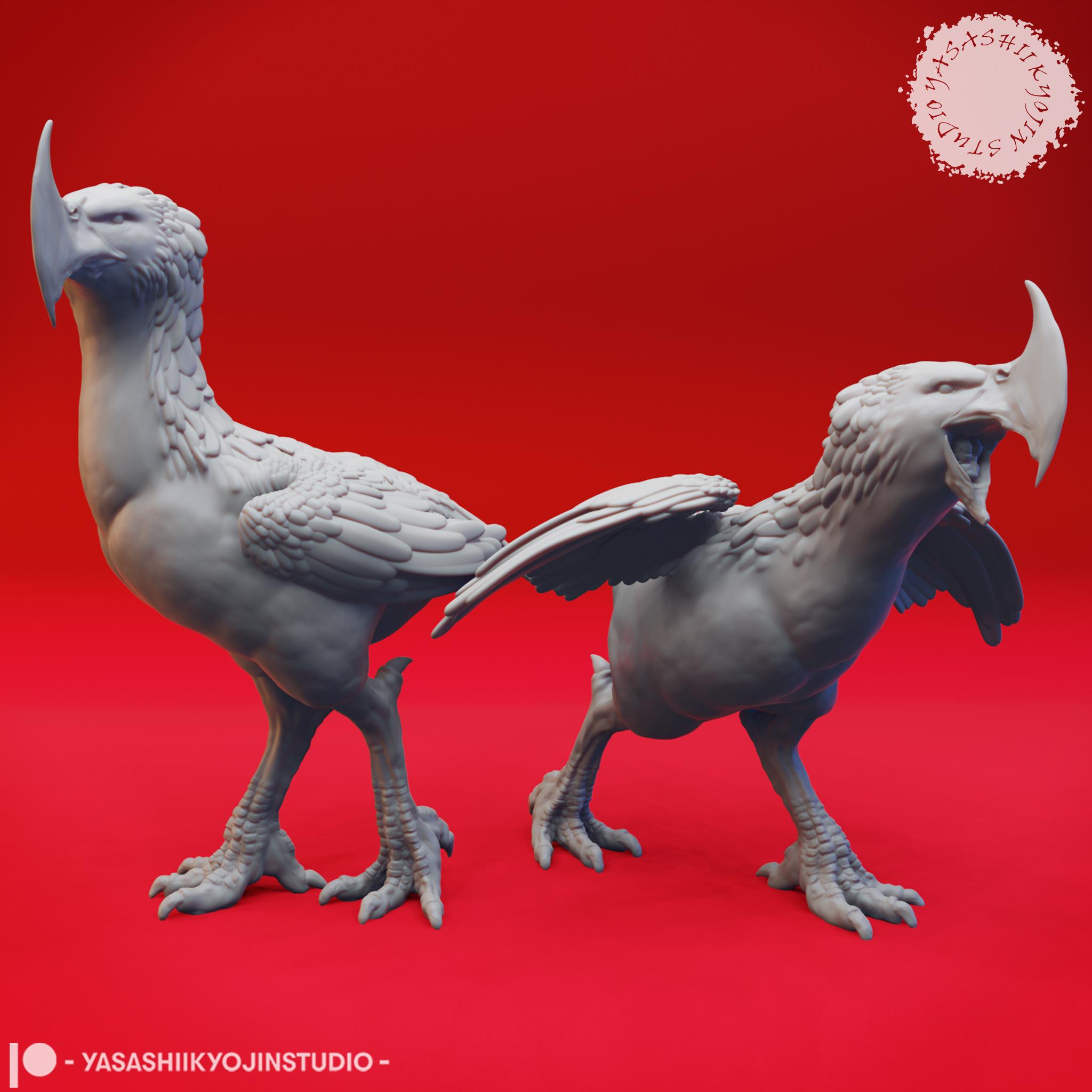 Axe Beak Pair - Tabletop Miniatures (Pre-Supported) 3d model
