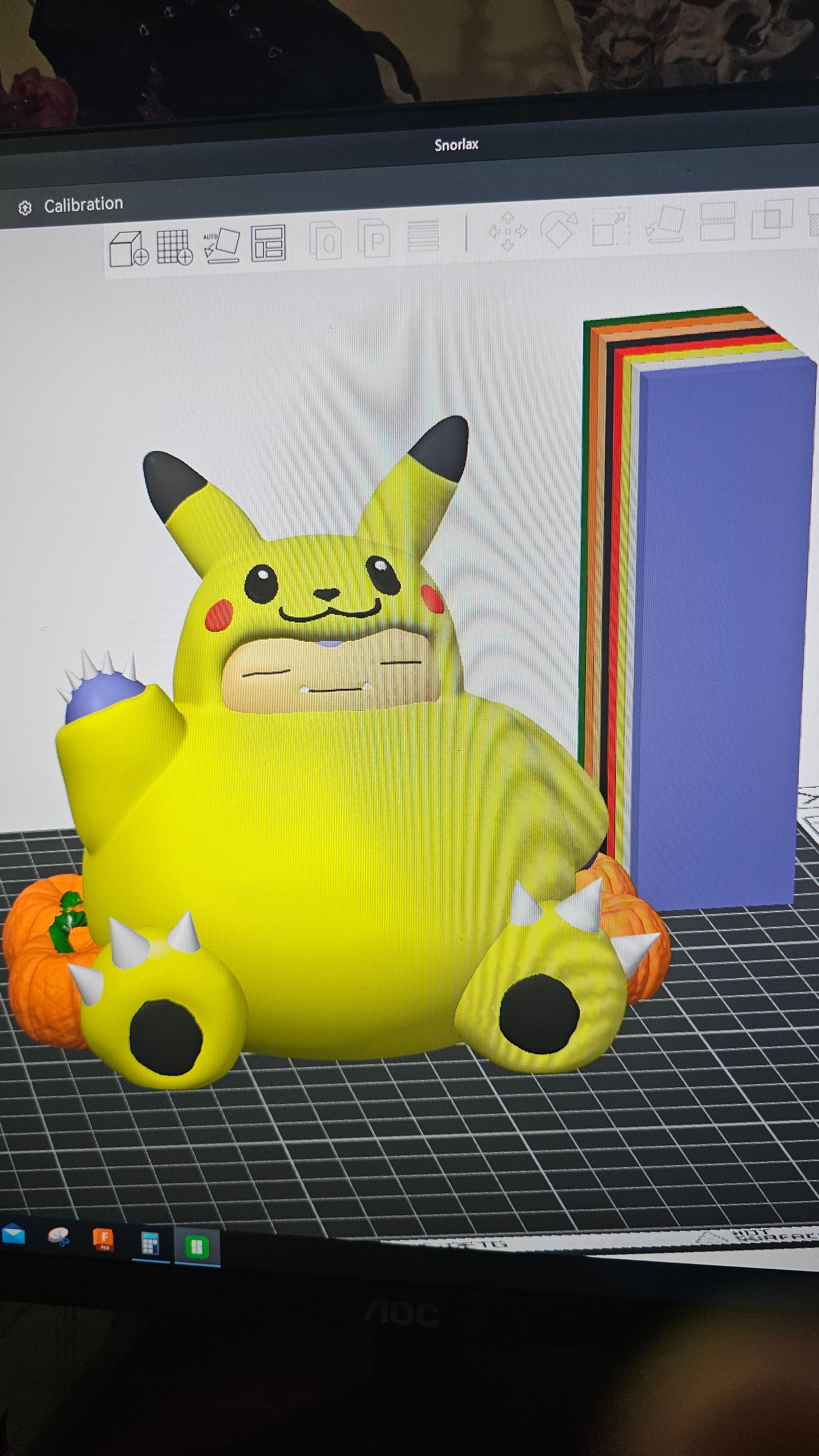 Free Halloween 2024 3D Print: (Easy Supportless) Snorlax in Pikachu Costume 3d model