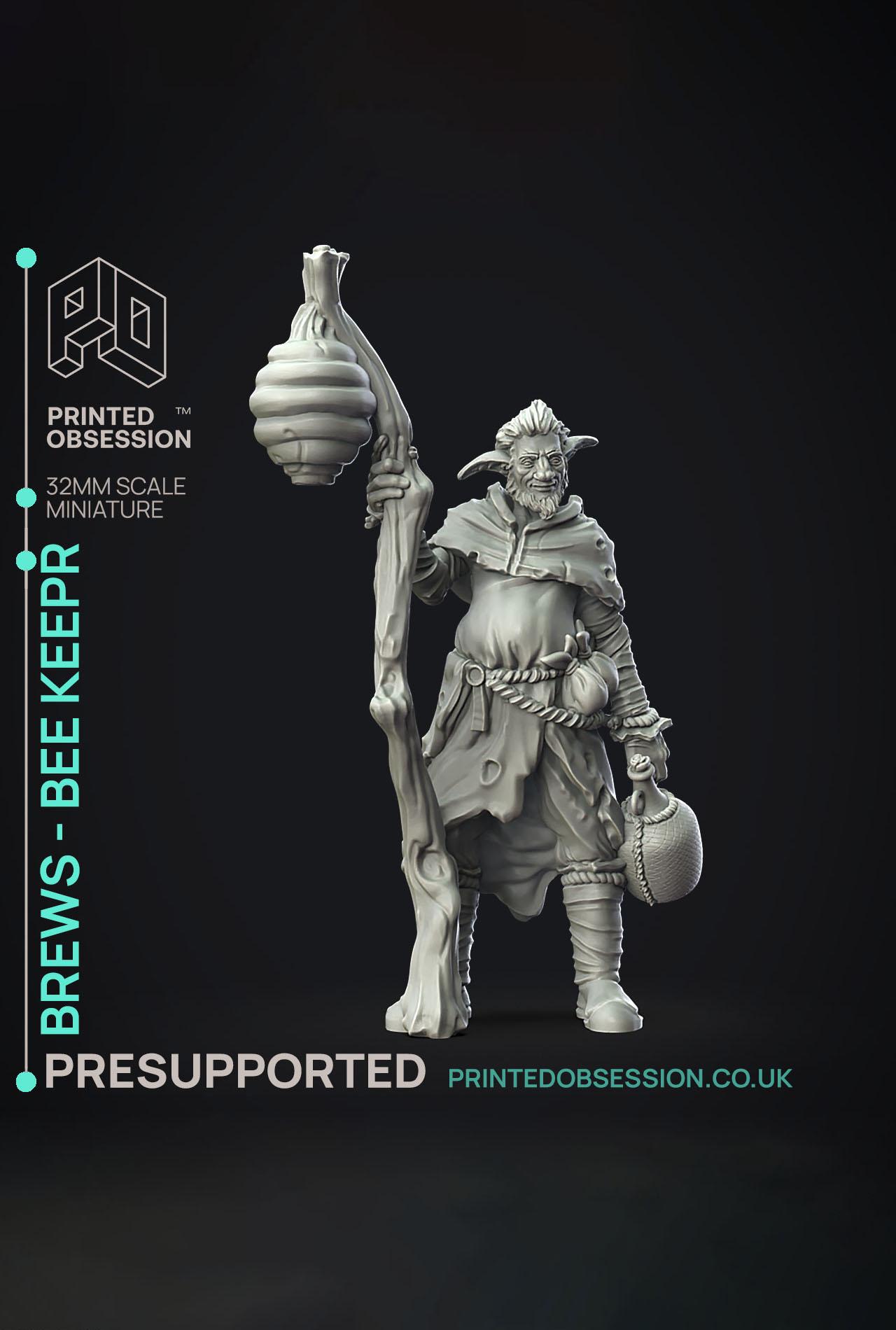 Brews - The Bee Keeper - Not The Bees - PRESUPPORTED - Illustrated and Stats - 32mm scale			 3d model