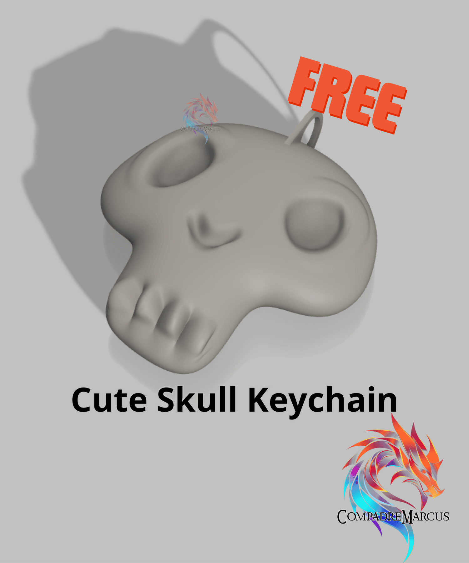 Cute Skull Keychain / no supports / 3mf included 3d model