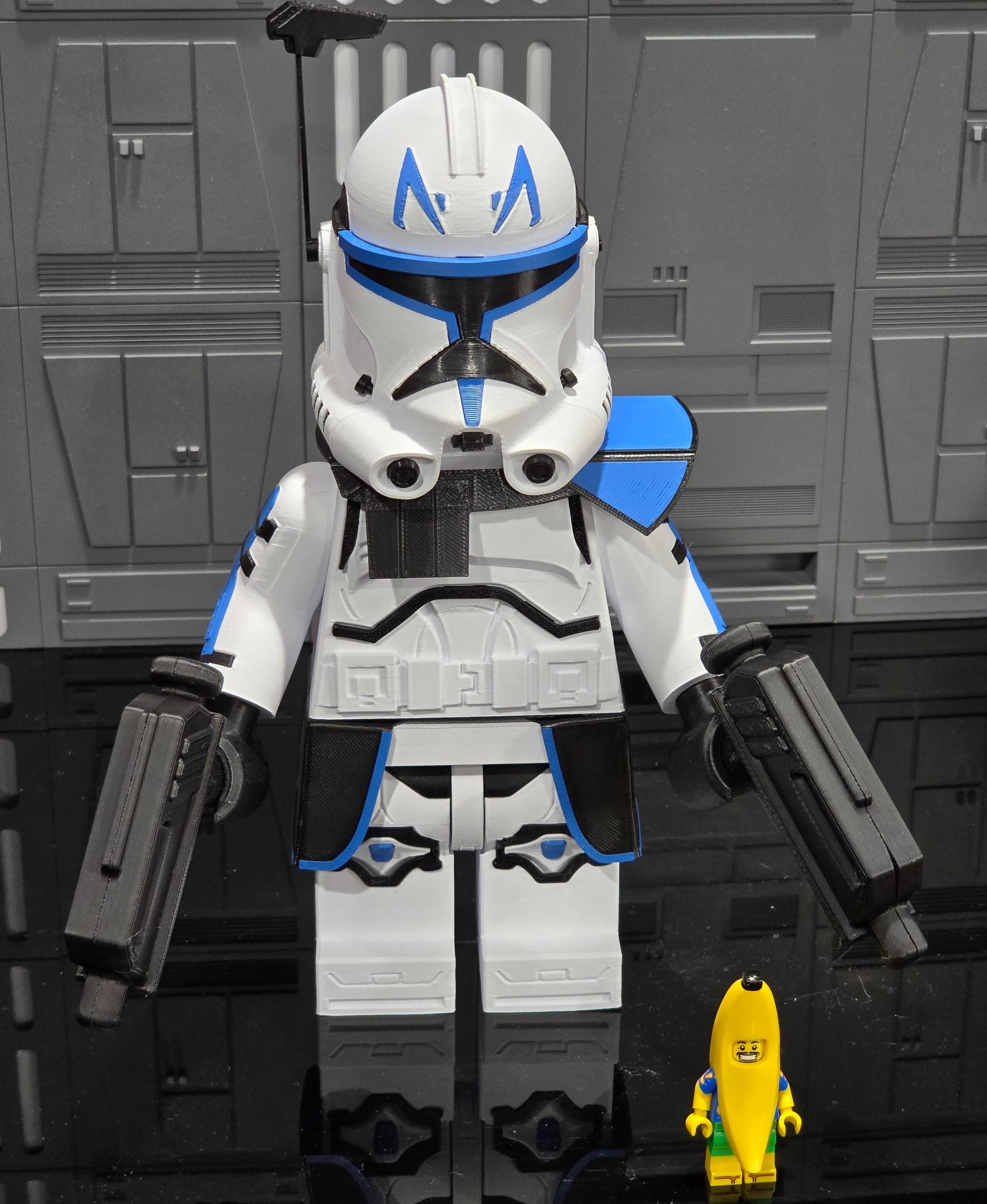 Captain Rex (9 inch brick figure, NO MMU/AMS, NO supports, NO glue) - "Yes, I know both Crunch and Kirk. All the captains know each other, but not all are Star Wars LEGO captains. Banana for scale." - 3d model