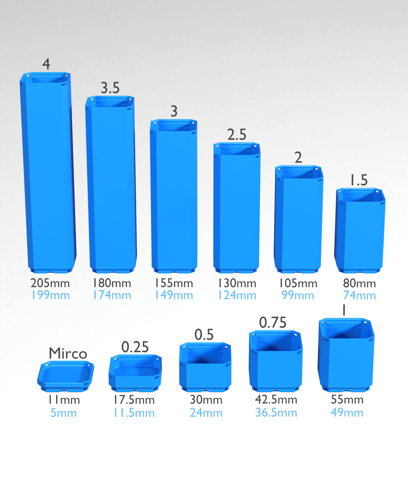 4x1x3 - Simple Walls - Multibin Shell 3d model