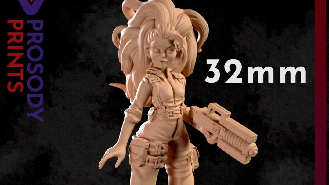 Amy, the sci fi Gunslinger - 32mm 3d model
