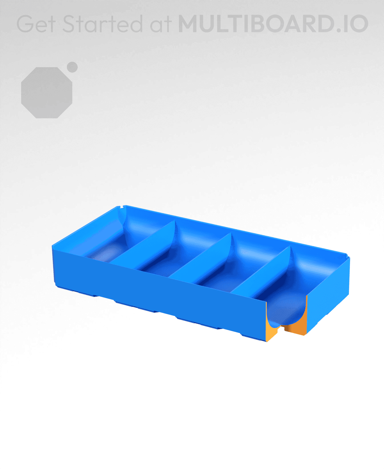 4x2x0.75 - Full Curved - Divided Bin - Multibin Insert 3d model