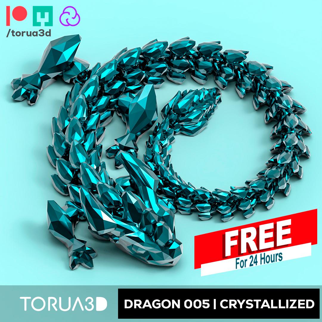 Articulated Dragon 005 - Crystallized - No supports - Print in place - Free - STL 3d model