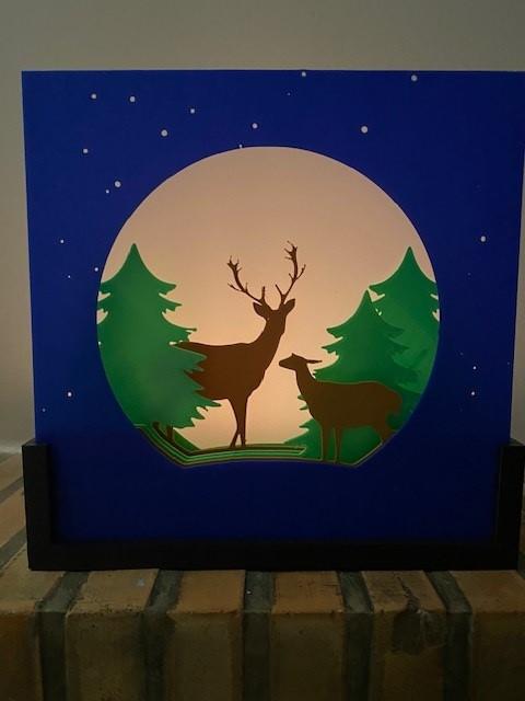 Deer landscape shadow box (christmas) 3d model