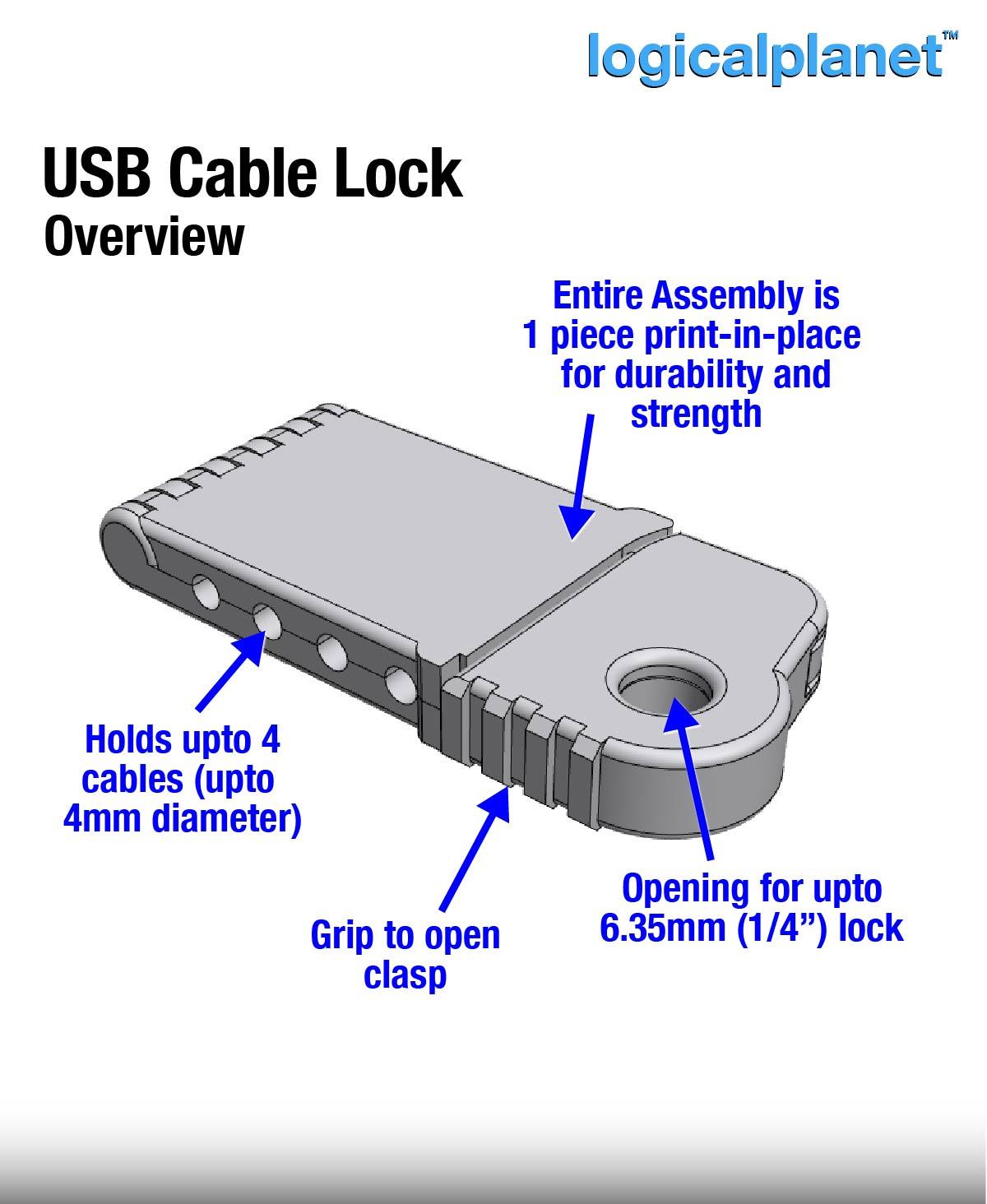 Lockable USB Cable Clasp 3d model