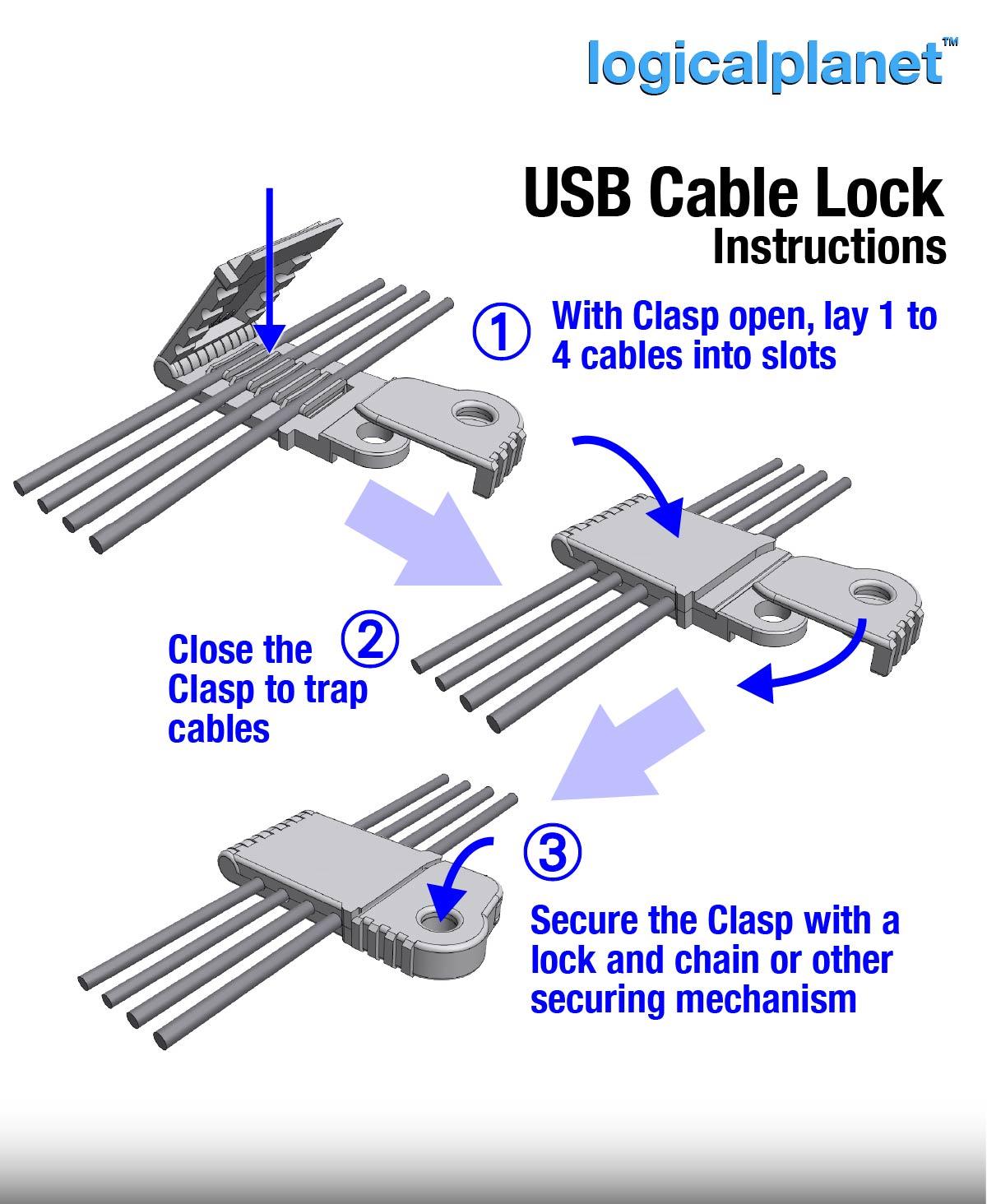 Lockable USB Cable Clasp 3d model