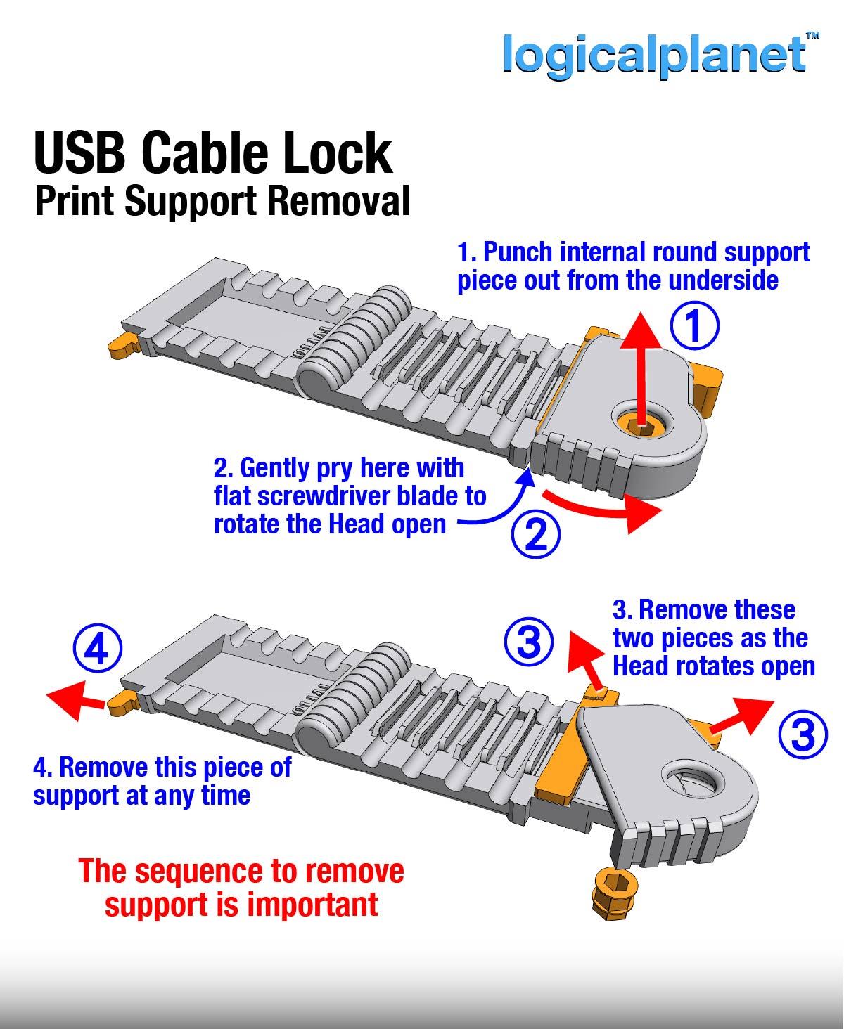 Lockable USB Cable Clasp 3d model