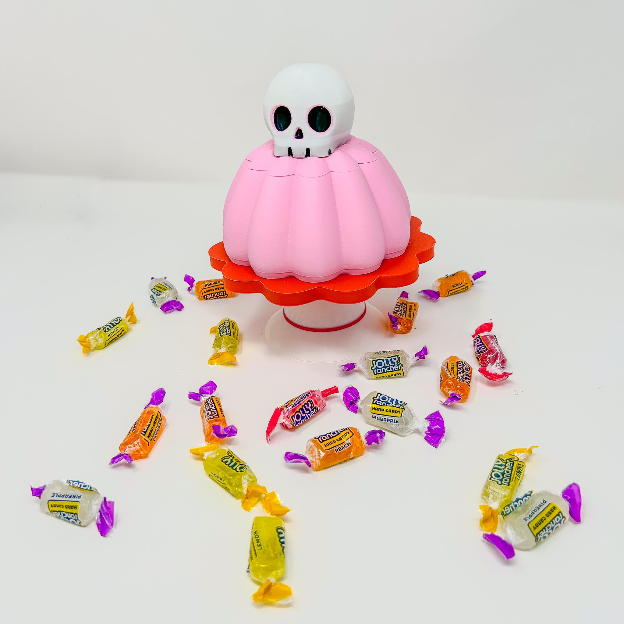 Kitsch Halloween Skull Gelatin Container: Candy, Jewelry Storage, or Spooky Halloween Decor 3d model