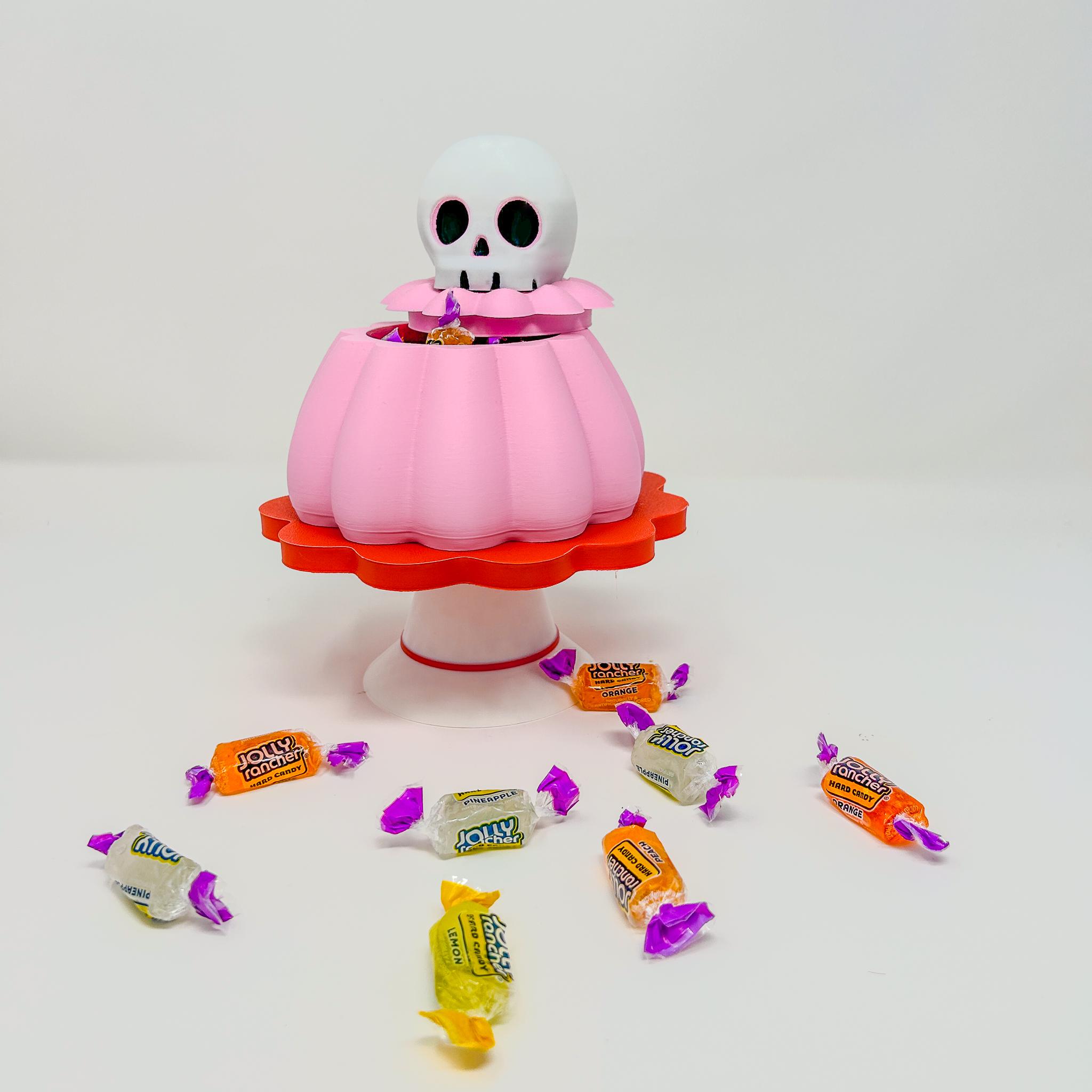 Kitsch Halloween Skull Gelatin Container: Candy, Jewelry Storage, or Spooky Halloween Decor 3d model