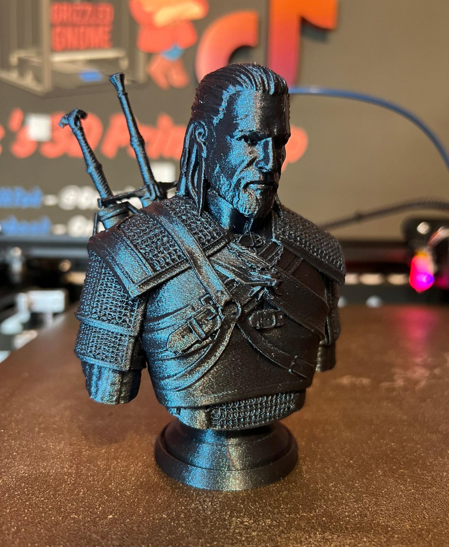 Geralt Of Rivia Bust - The Witcher (Pre-Supported) - Geralt in burnt titanium - 3d model