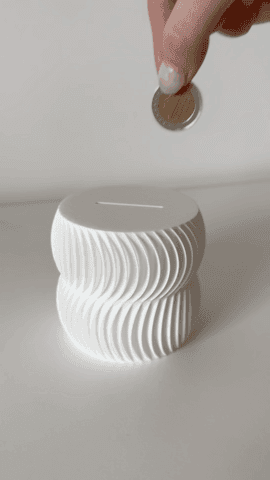 Swirly minimalist coin box / piggy bank 3d model