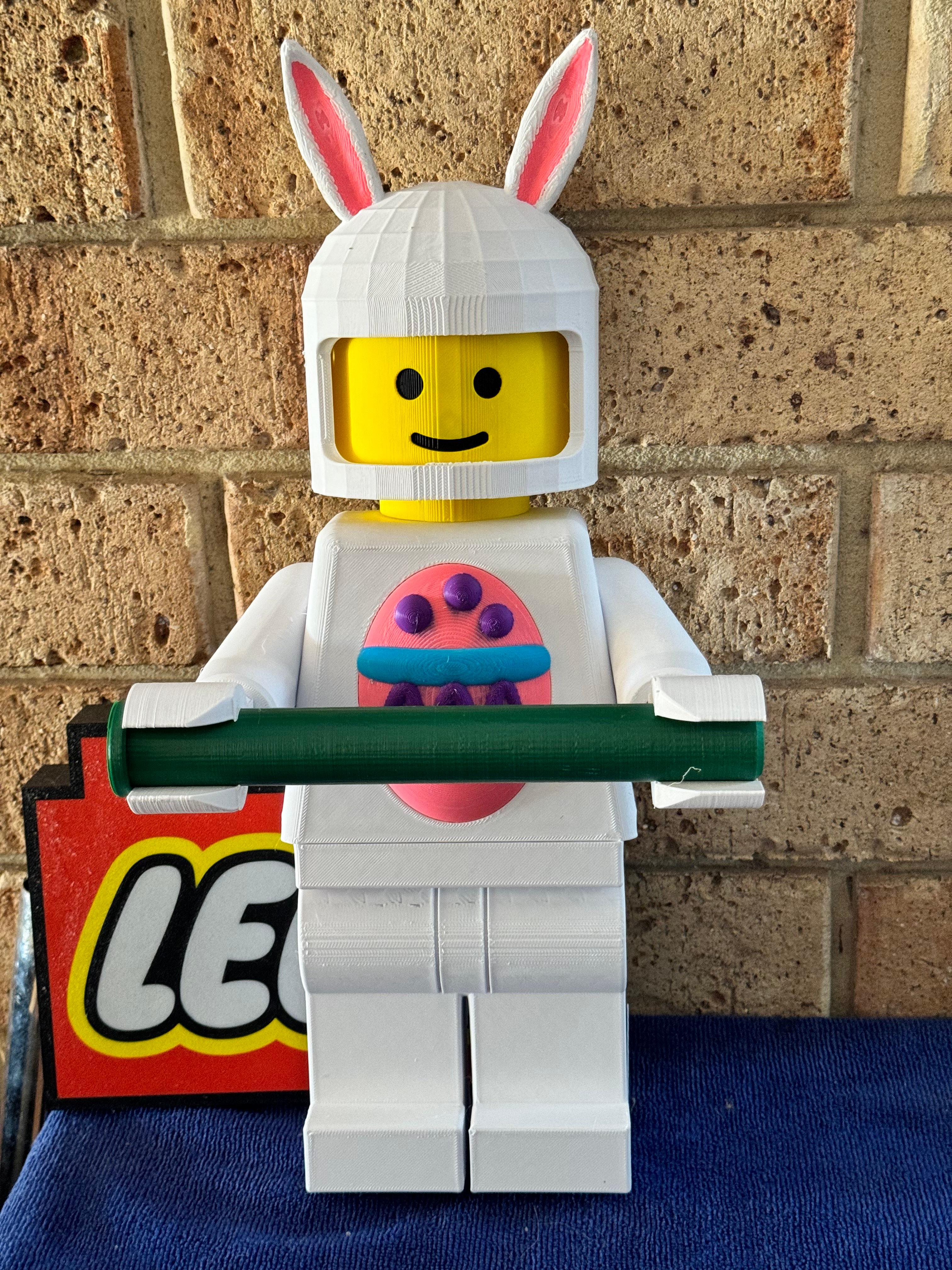 Easter Rabbit Lego Man Toilet Roll / towel holder 3d model
