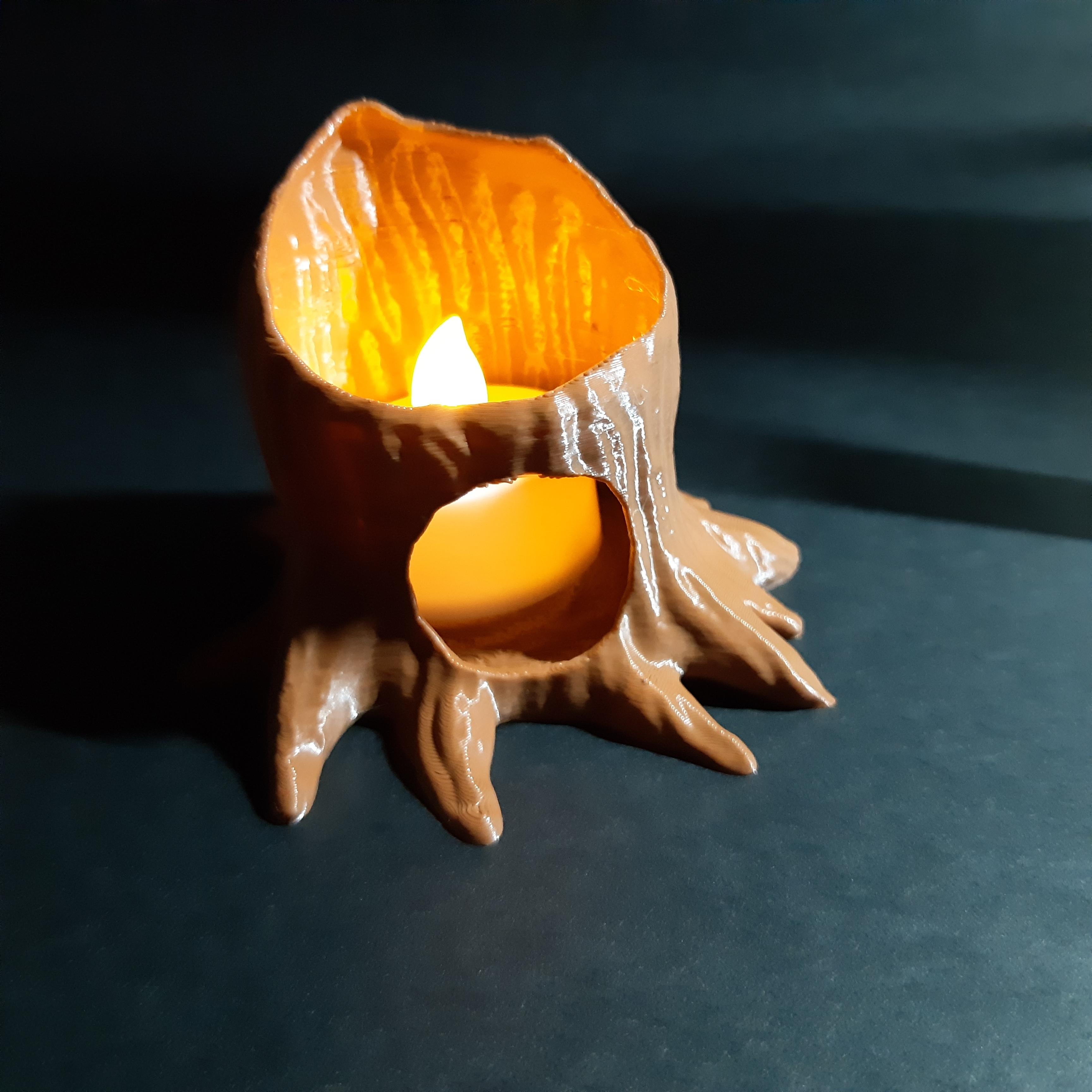 HOLLOW STUMP CONTAINER - PEN HOLDER - TEALIGHT HOLDER - PRINT-IN-PLACE - SUPPORT FREE 3d model
