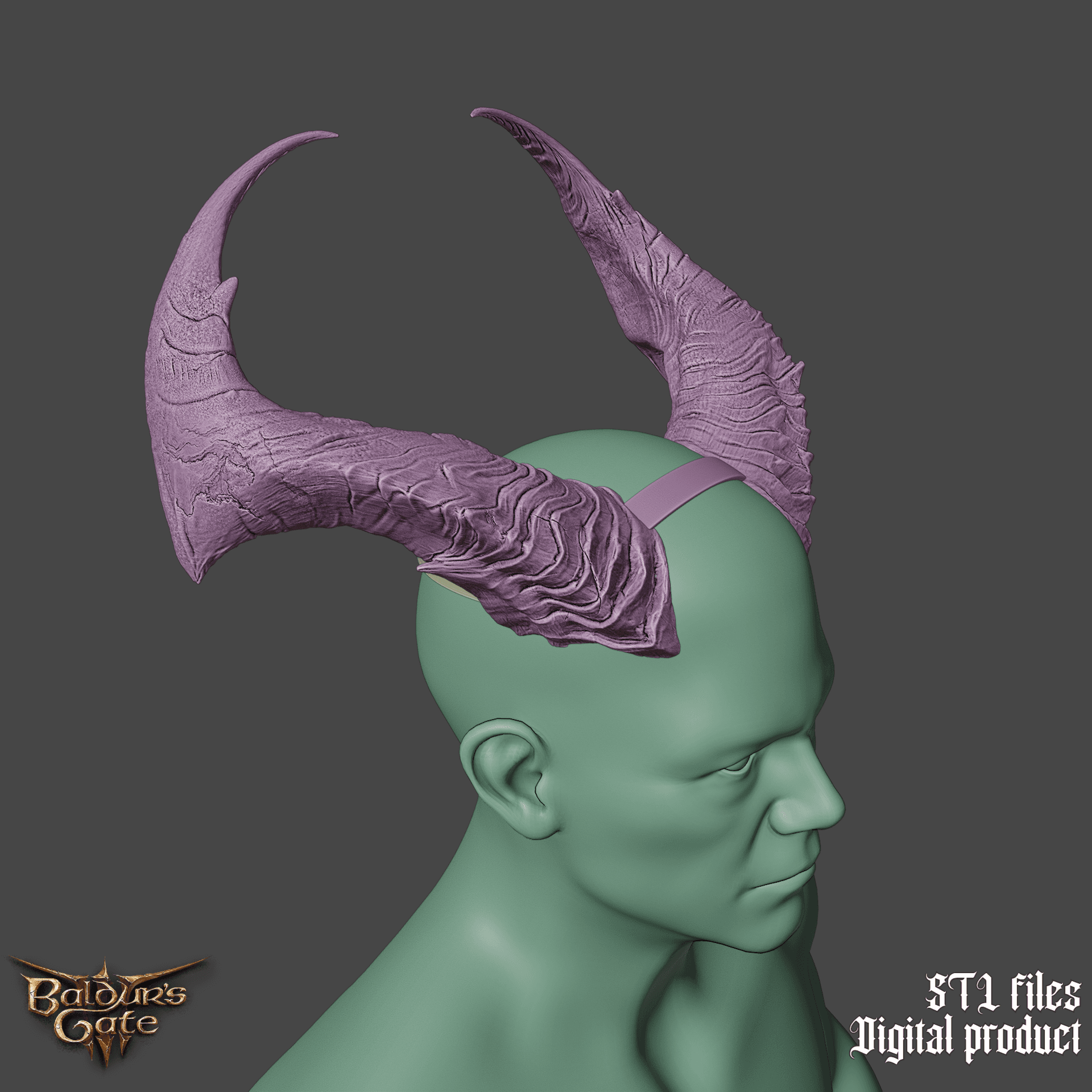 Fantasy Tiefling General Horns Set Baldurs Gate 3 3d model