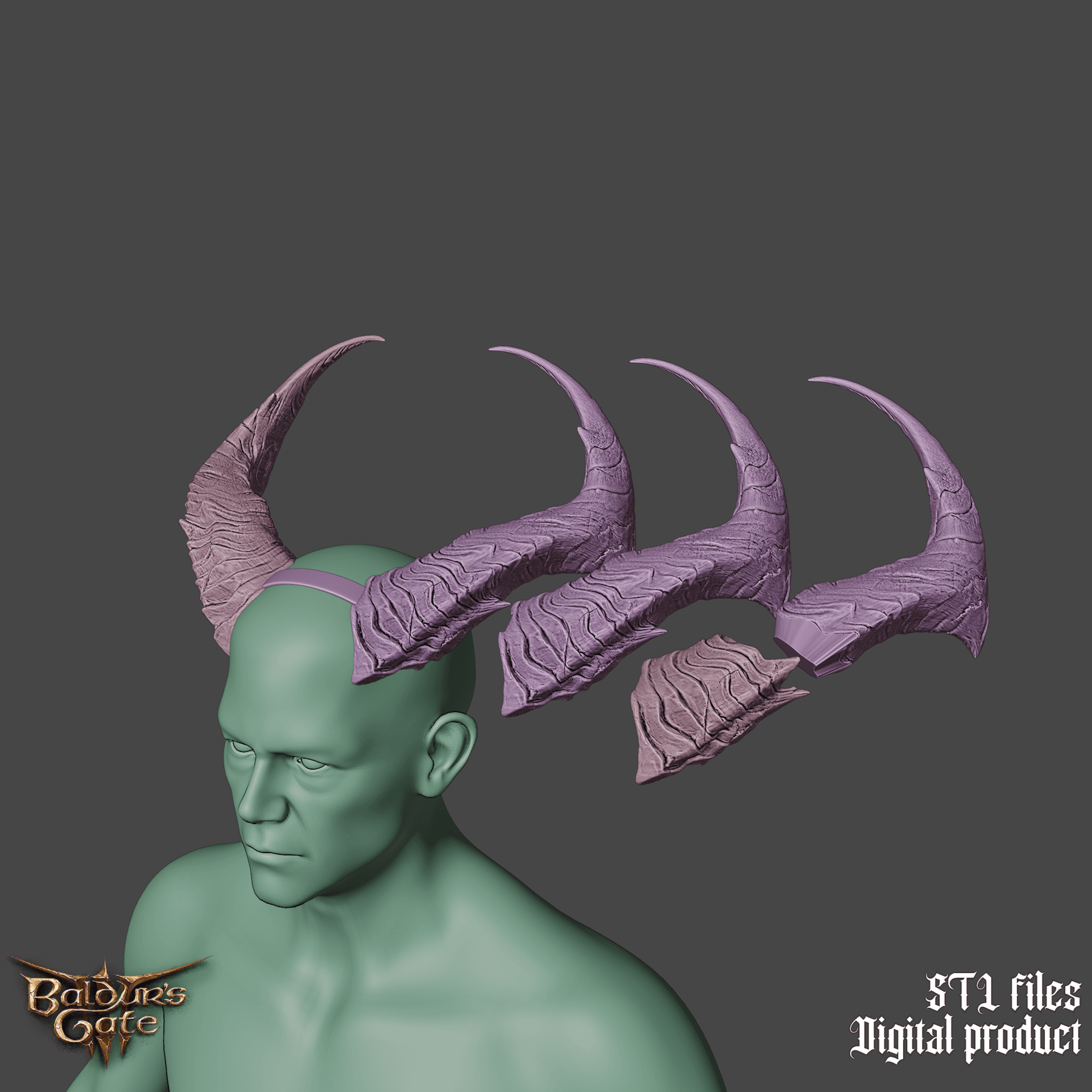 Fantasy Tiefling General Horns Set Baldurs Gate 3 3d model