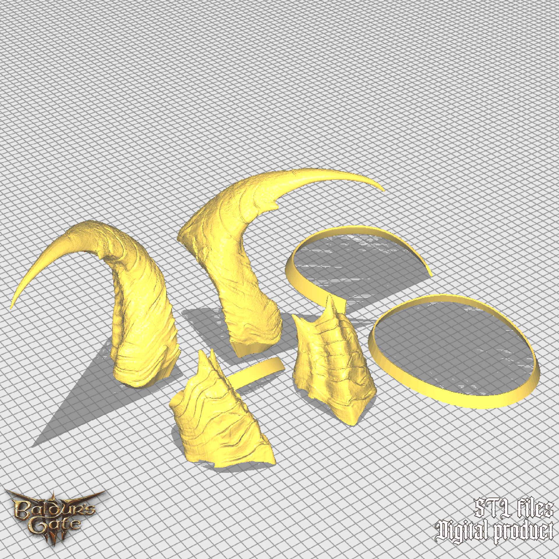 Fantasy Tiefling General Horns Set Baldurs Gate 3 3d model