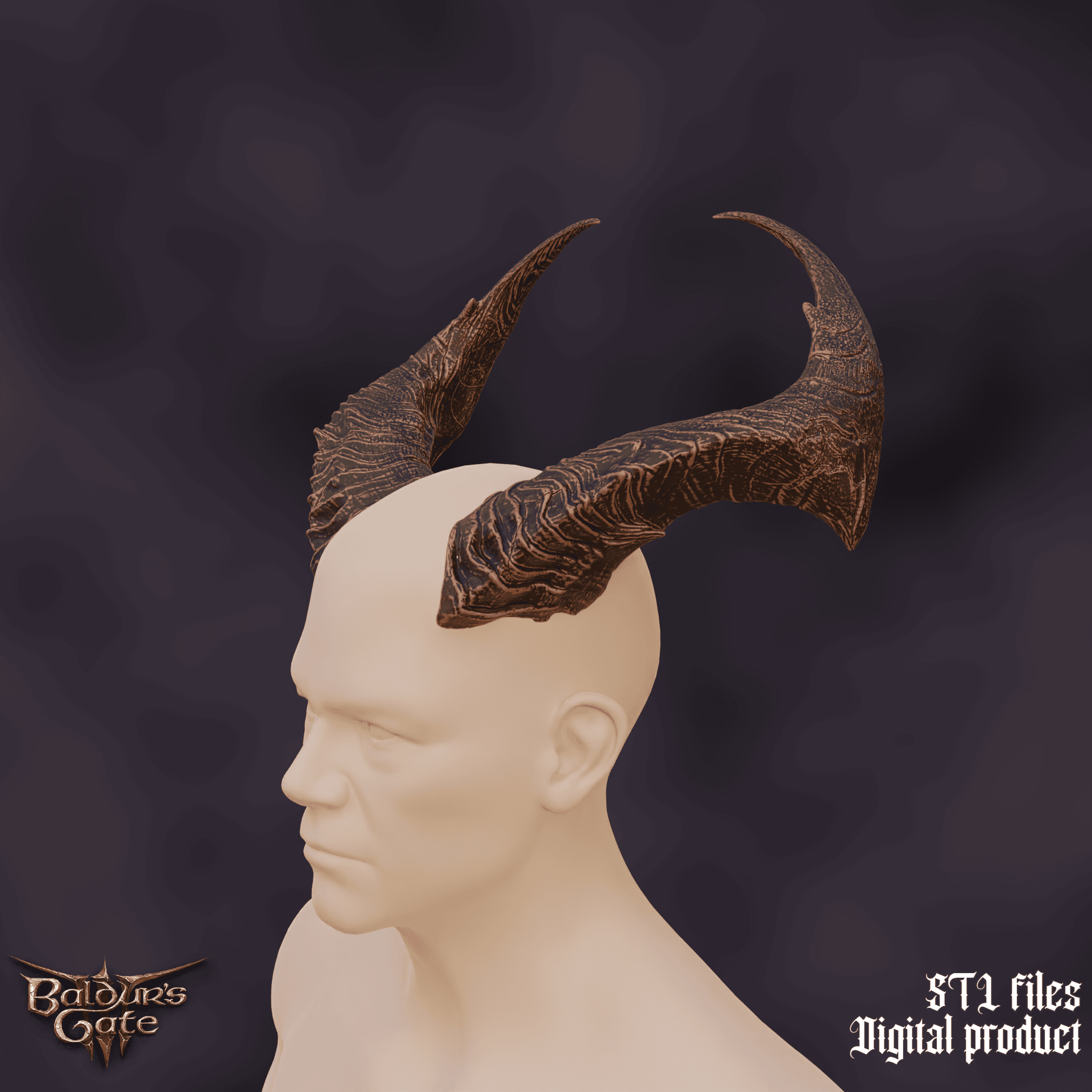 Fantasy Tiefling General Horns Set Baldurs Gate 3 3d model