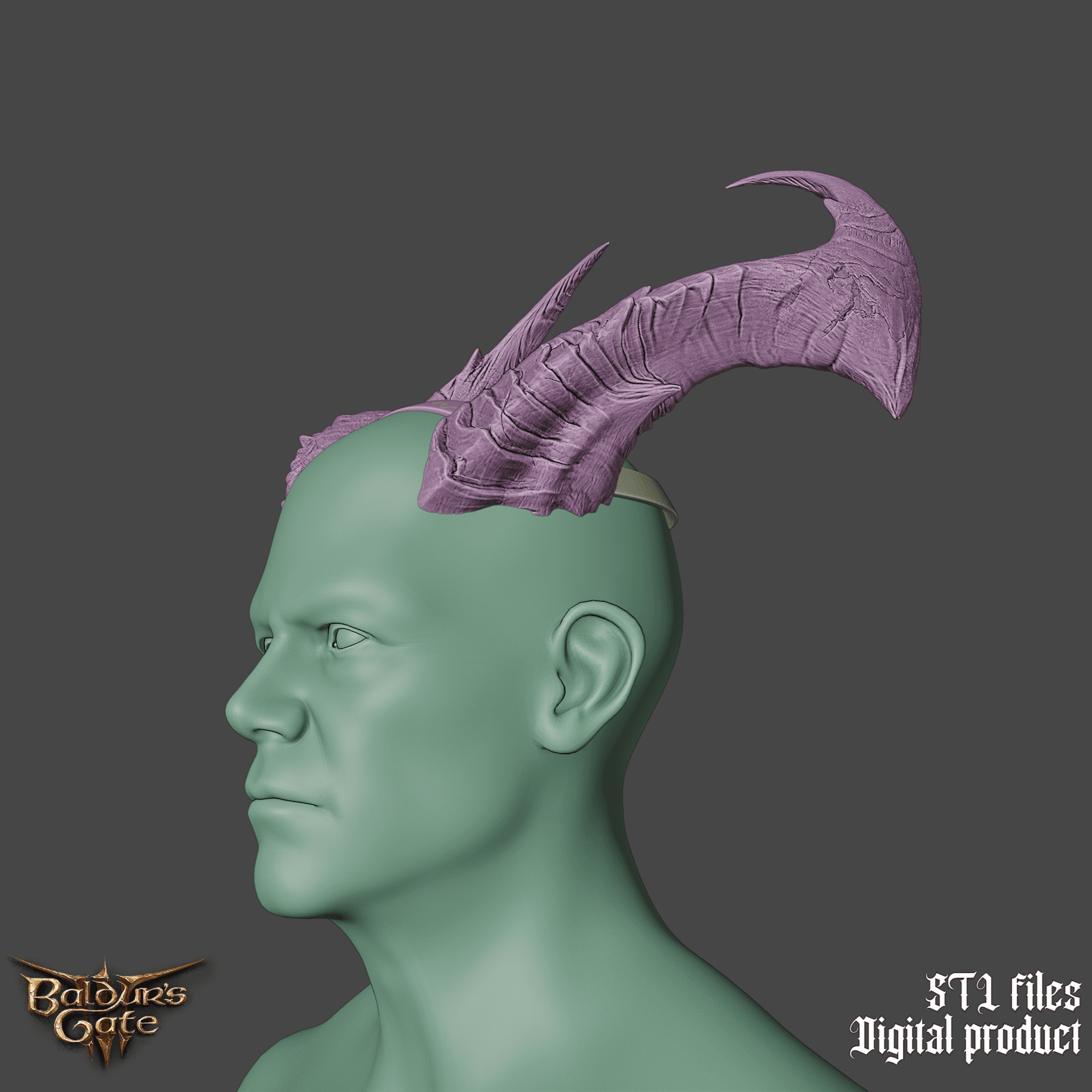 Fantasy Tiefling General Horns Set Baldurs Gate 3 3d model