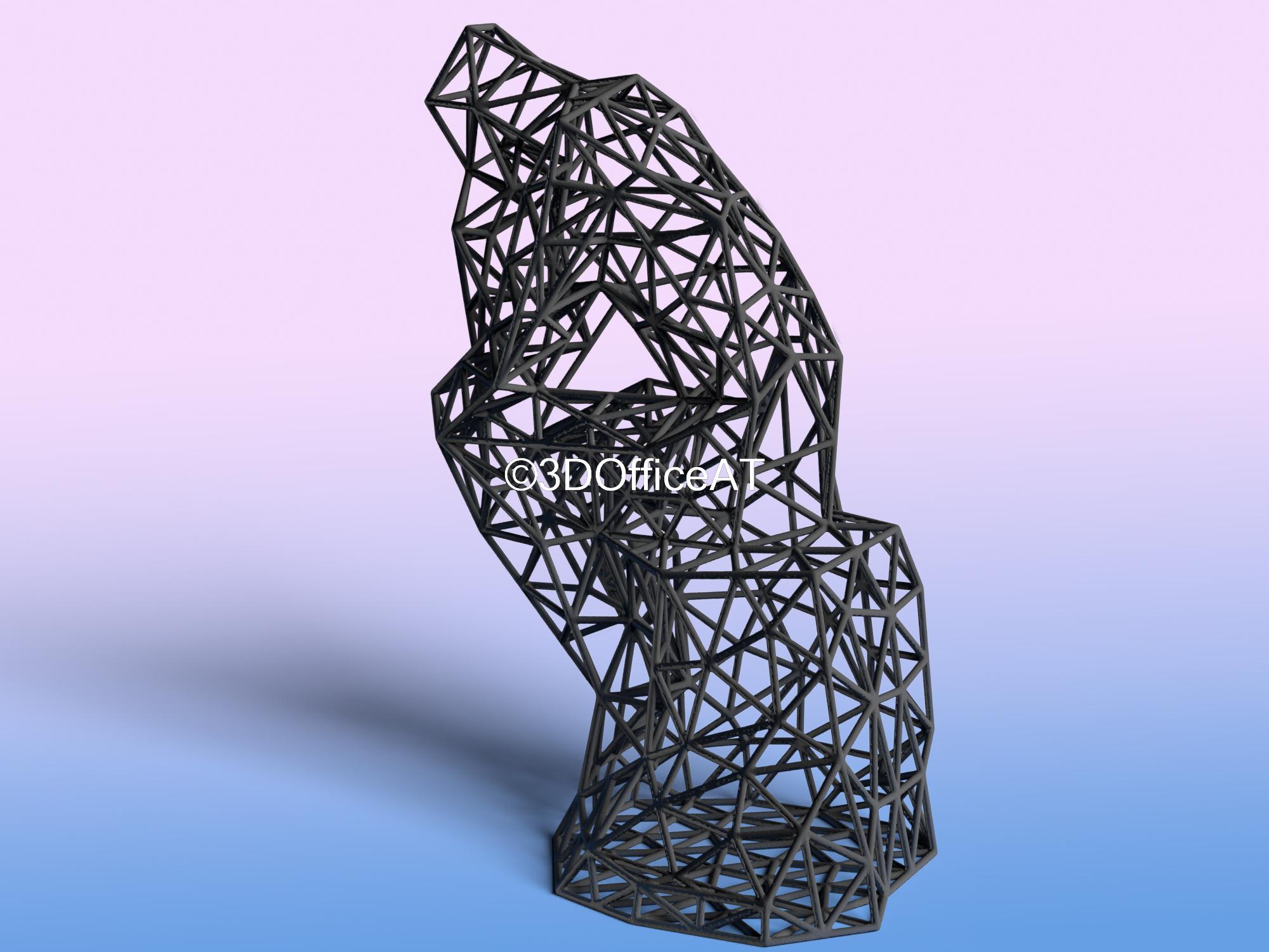 The Thinker Wire Art 3d model