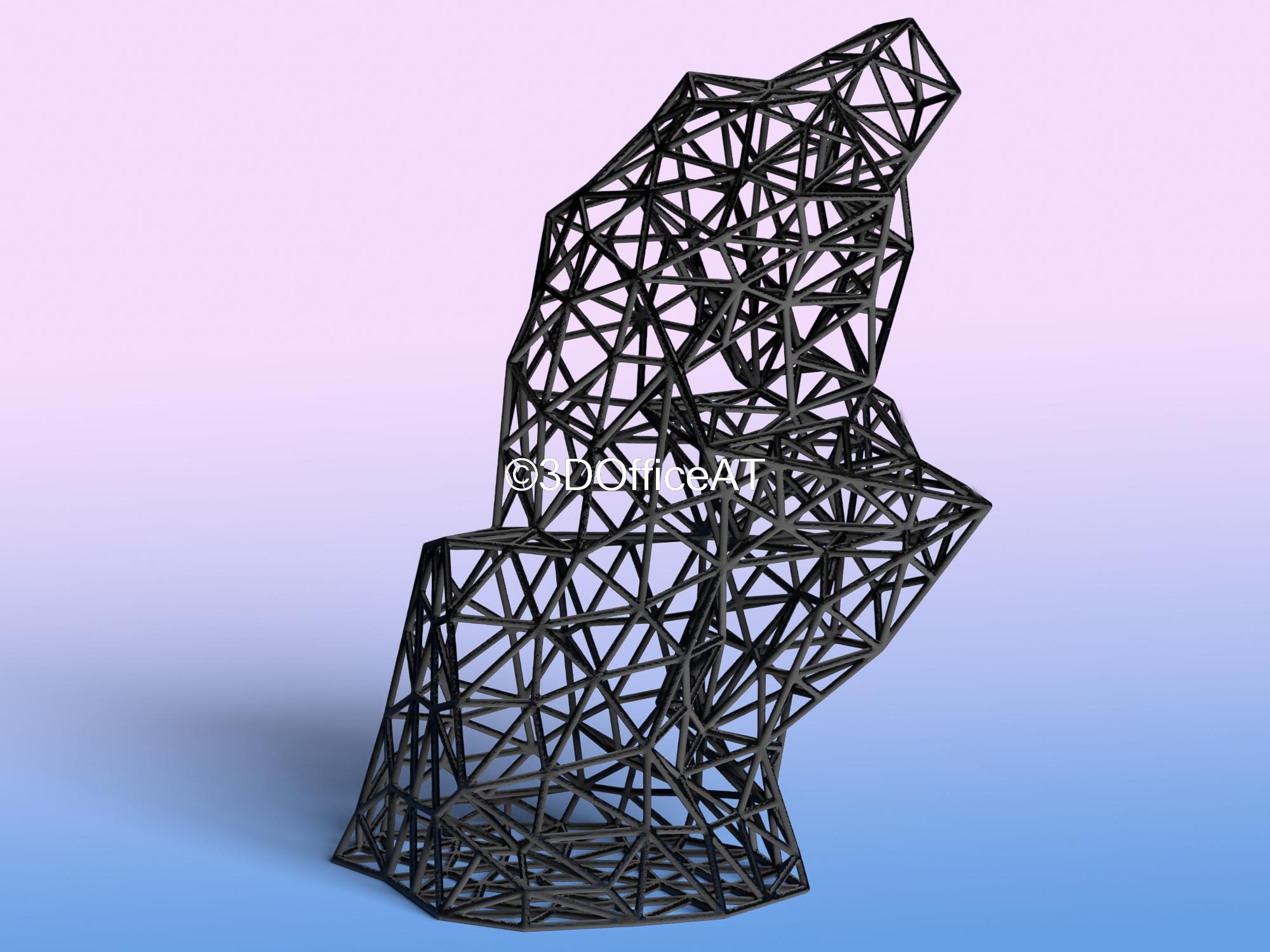 The Thinker Wire Art 3d model